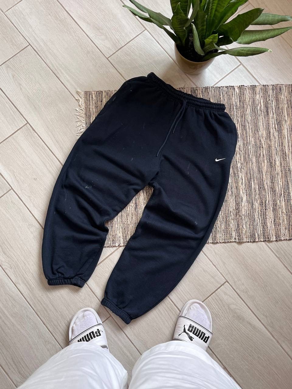Nike × Vintage Vintage Nike style sweatpants navy faded baggy fleece pants Size US 31 - 1 Thumbnail