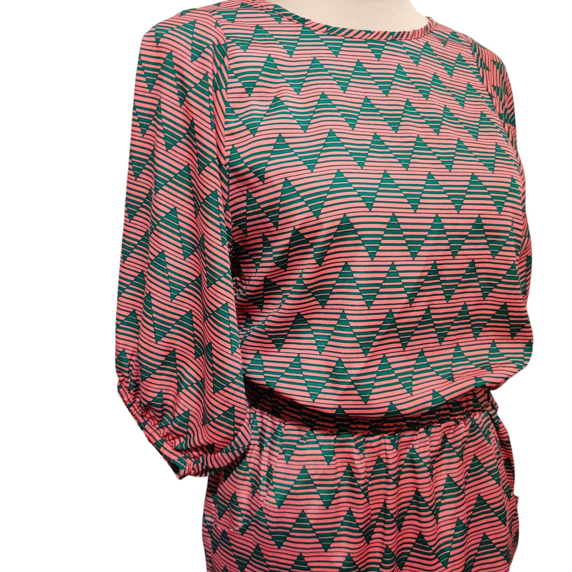 Other Emma Rose S Coral Green Chevron Tie Back Dress Boho Retro Bl Size S / US 4 / IT 40 - 3 Thumbnail