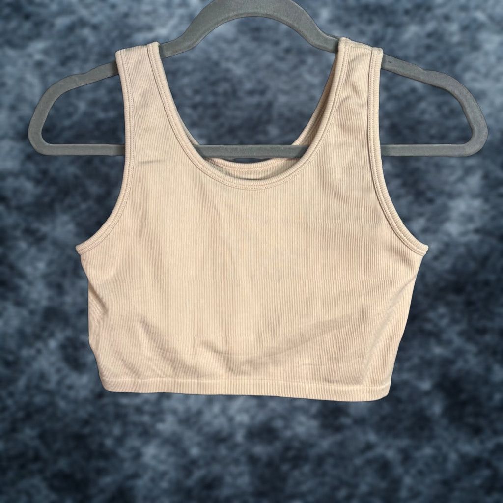 Vintage Aerie Brand Women's Tank Top Size Medium Ribbed Beige Activewear Athletic Gym Running Sleeveless Tank Top Beige Nylon Elastane Size M / US 6-8 / IT 42-44 - 1 Thumbnail