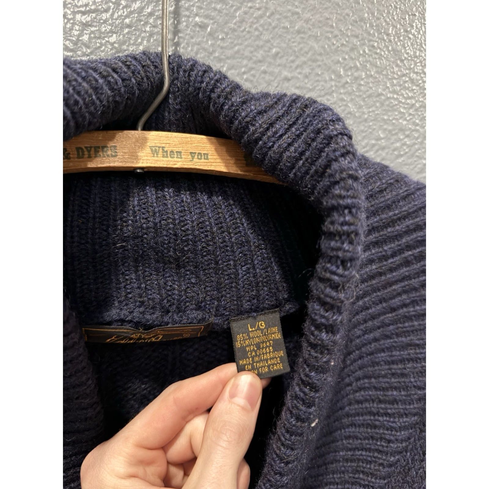 Eddie Bauer VINTAGE Eddie Bauer Wool Cable-Knit Cardigan Sweater L Blue 90s Mens Men’s Wool Camper Size US L / EU 52-54 / 3 - 3 Thumbnail
