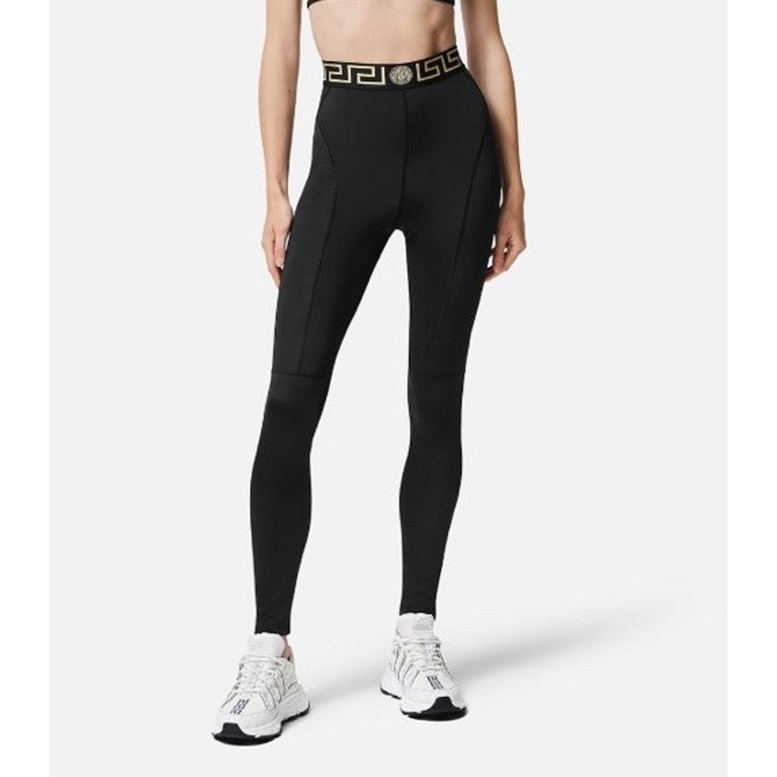Versace Versace Greca Border Gym Leggings Pants Black Small 1004103 Size 23" - 2 Thumbnail