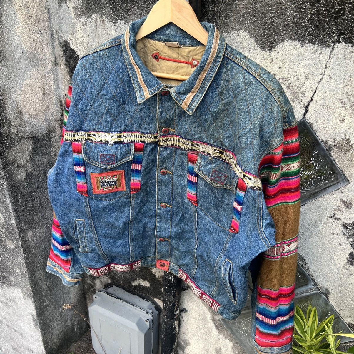 Japanese Brand “RARE” PATCHWORK HEAVY DENIM JACKET Size US XL / EU 56 / 4 - 2 Thumbnail