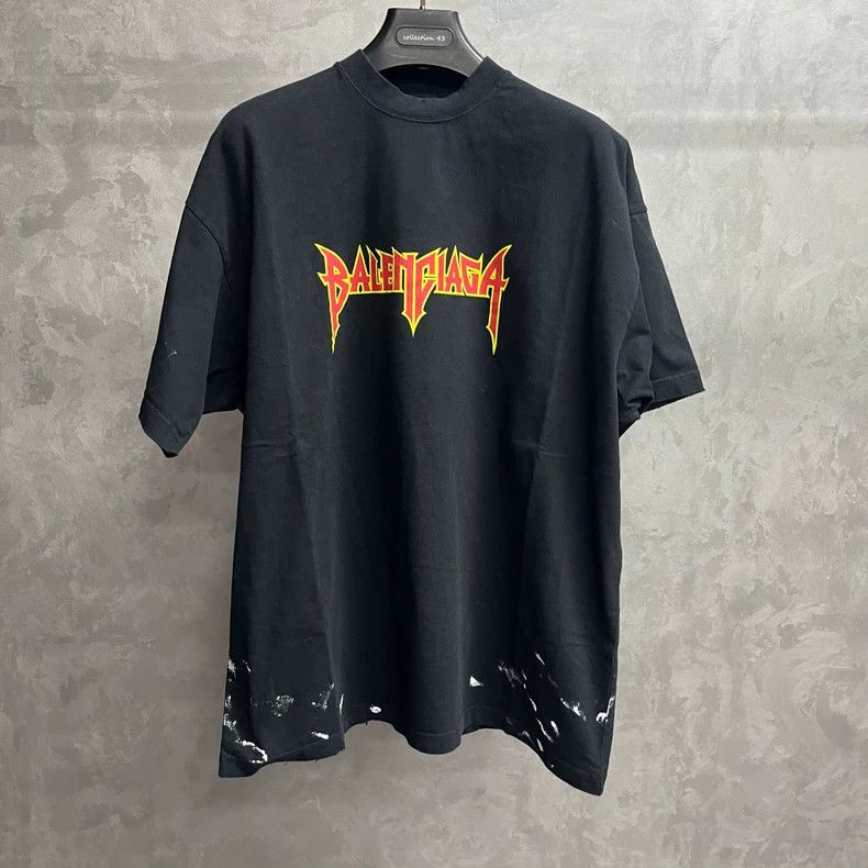 Balenciaga Black Rock Band Logo T-Shirt