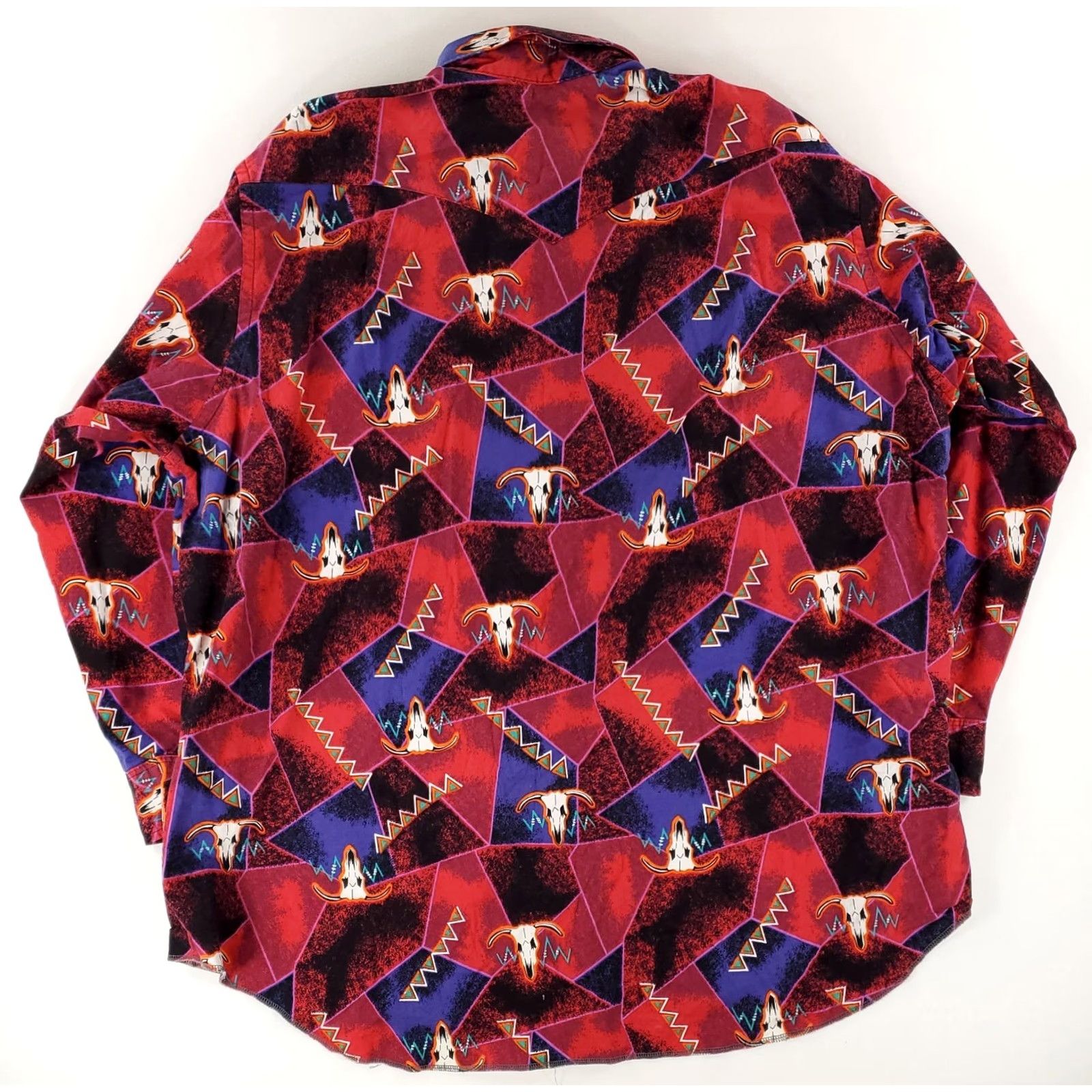 Wrangler Wrangler Button Down Shirt AOP Longhorn Cow Skull Cowboy Cut Mens 20/36 Tall 3XL Multicolor Long Sleeve Shirt Mens Tall Cotton? Size US XXL / EU 58 / 5 - 4 Thumbnail