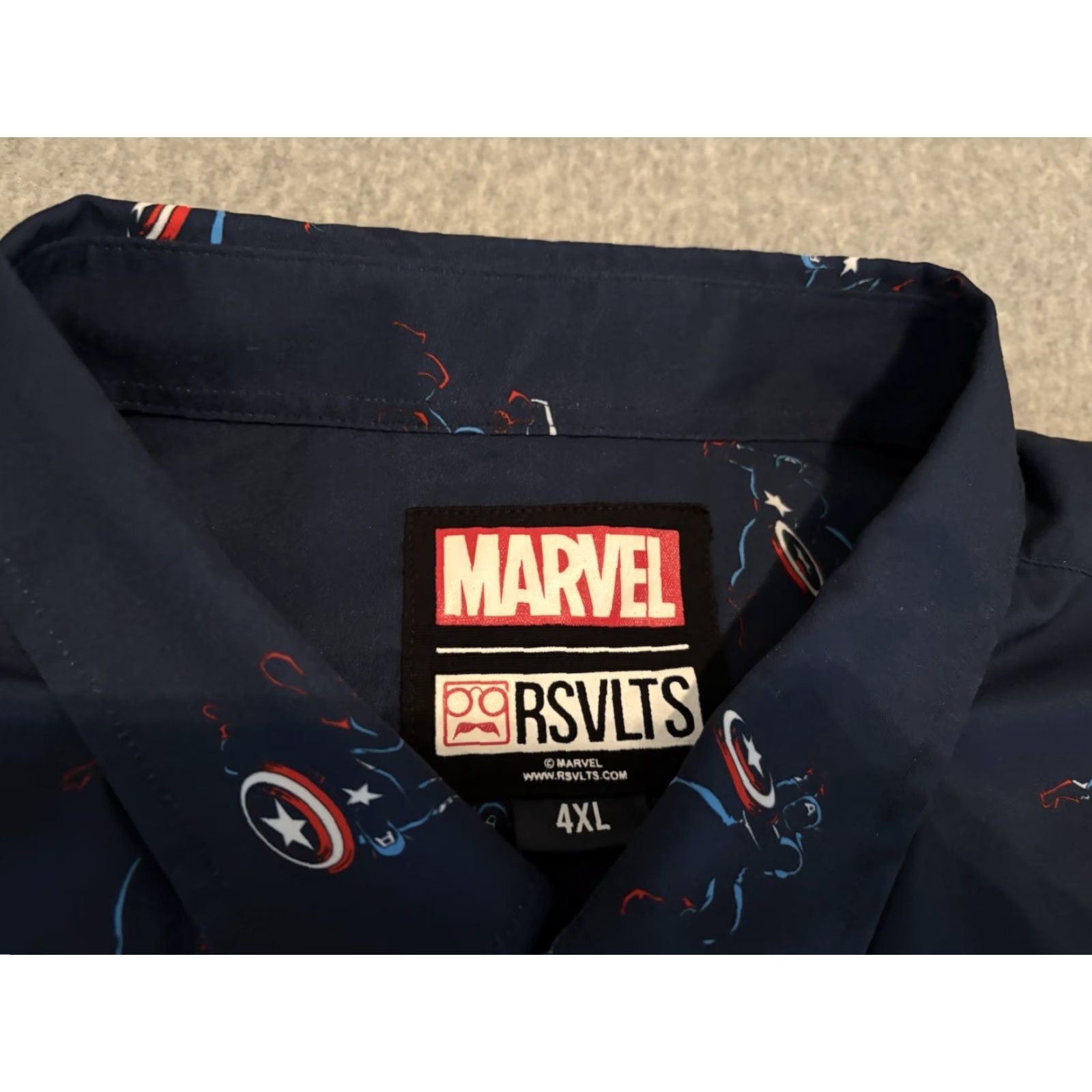 Vintage VINTAGE RSVLTS Marvel Captain America Button Up Shirt Kunuflex Mens 4XL Blue Captain America Shirt Mens 4XL Size US XXL / EU 58 / 5 - 2 Thumbnail