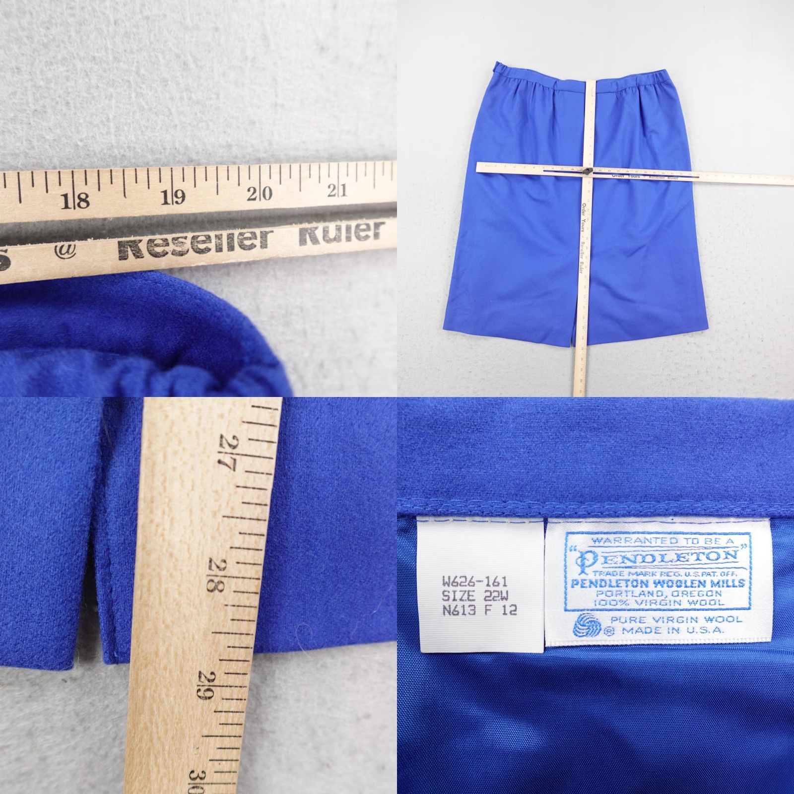 Pendleton VINTAGE Pendleton Skirt Womens 22W Blue Wool Pencil Lined Elastic Waist USA Made Size 40" / US 18 - 8 Thumbnail