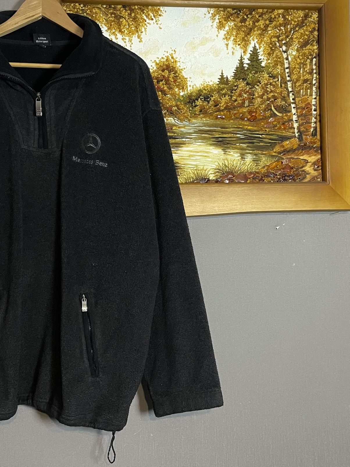 Mercedes-Benz × Vintage Rare 🔥 Mercedes AMG DTM Fleece Big Logo Zip Jacket Ninja Size US XL / EU 56 / 4 - 10 Thumbnail