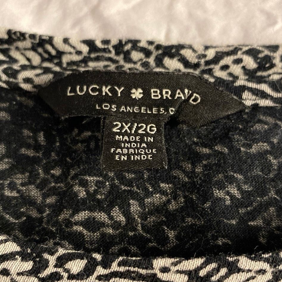 Lucky Brand Boho Paisley Tunic Top Black Cream Lucky Brand 2X Size XXL / US 16-18 / IT 52-54 - 3 Thumbnail