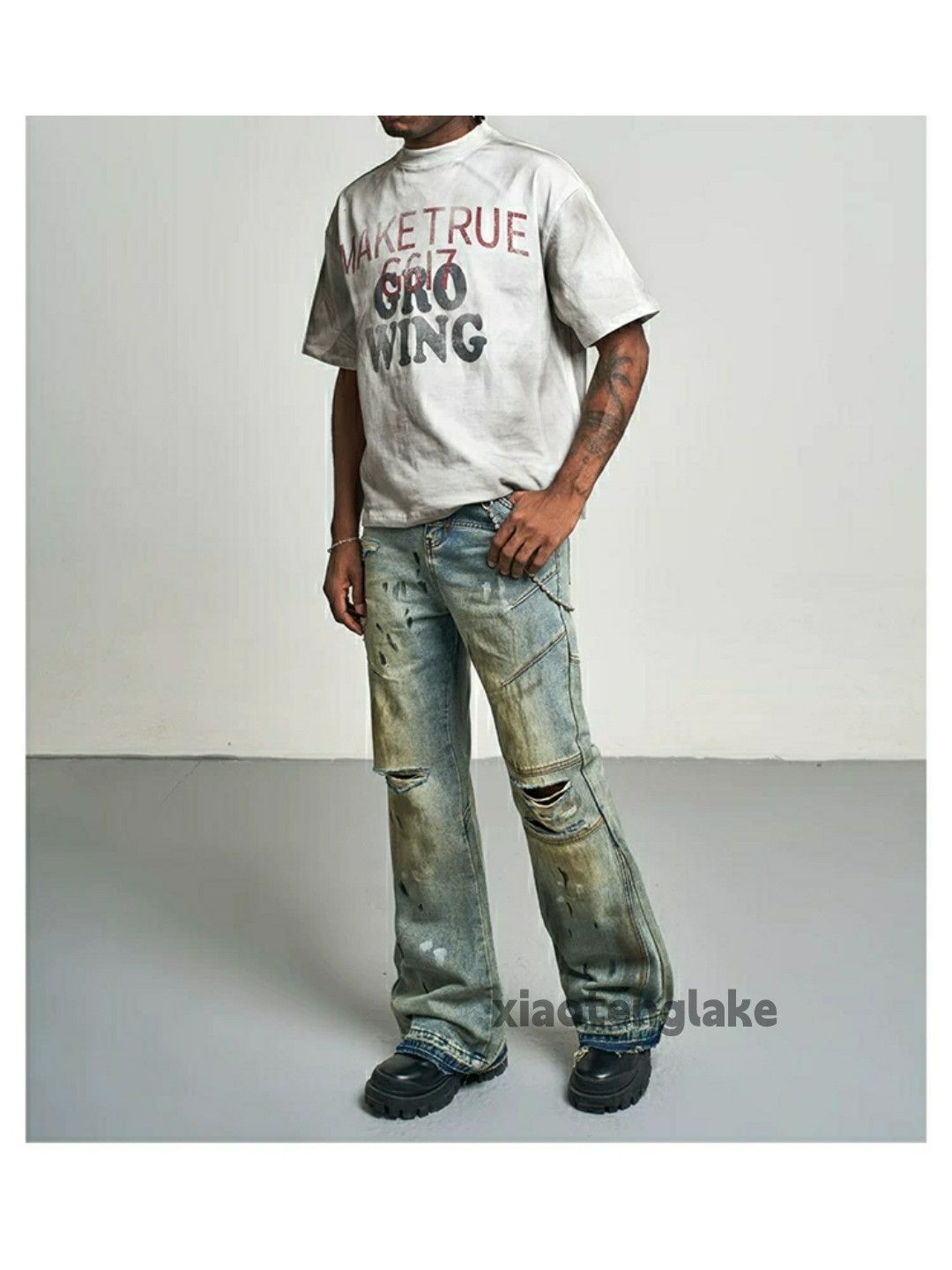 Jean × Vintage washed faded paint stain damaged grunge jeans Size US 32 / EU 48 - 7 Thumbnail