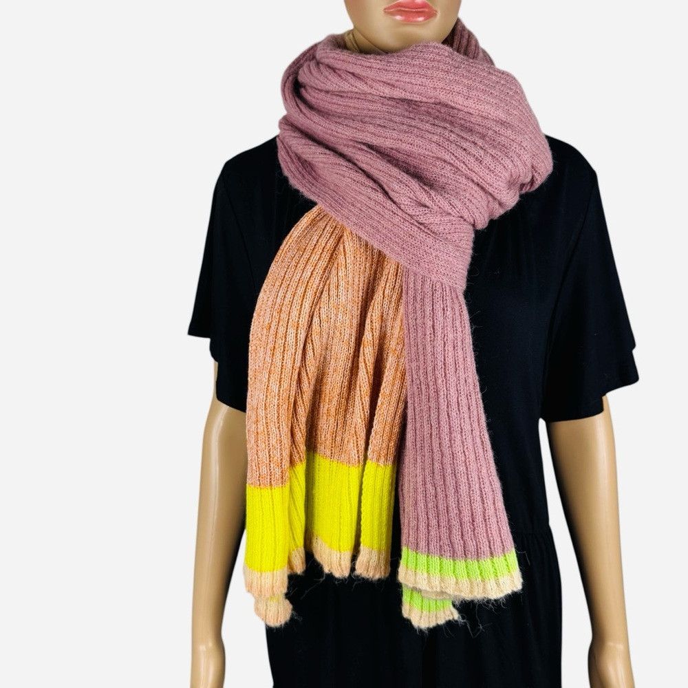 Anthropologie New Anthropologie Colorblock Stripe Wool Blend Scarf 20 x 8 Size ONE SIZE - 4 Thumbnail