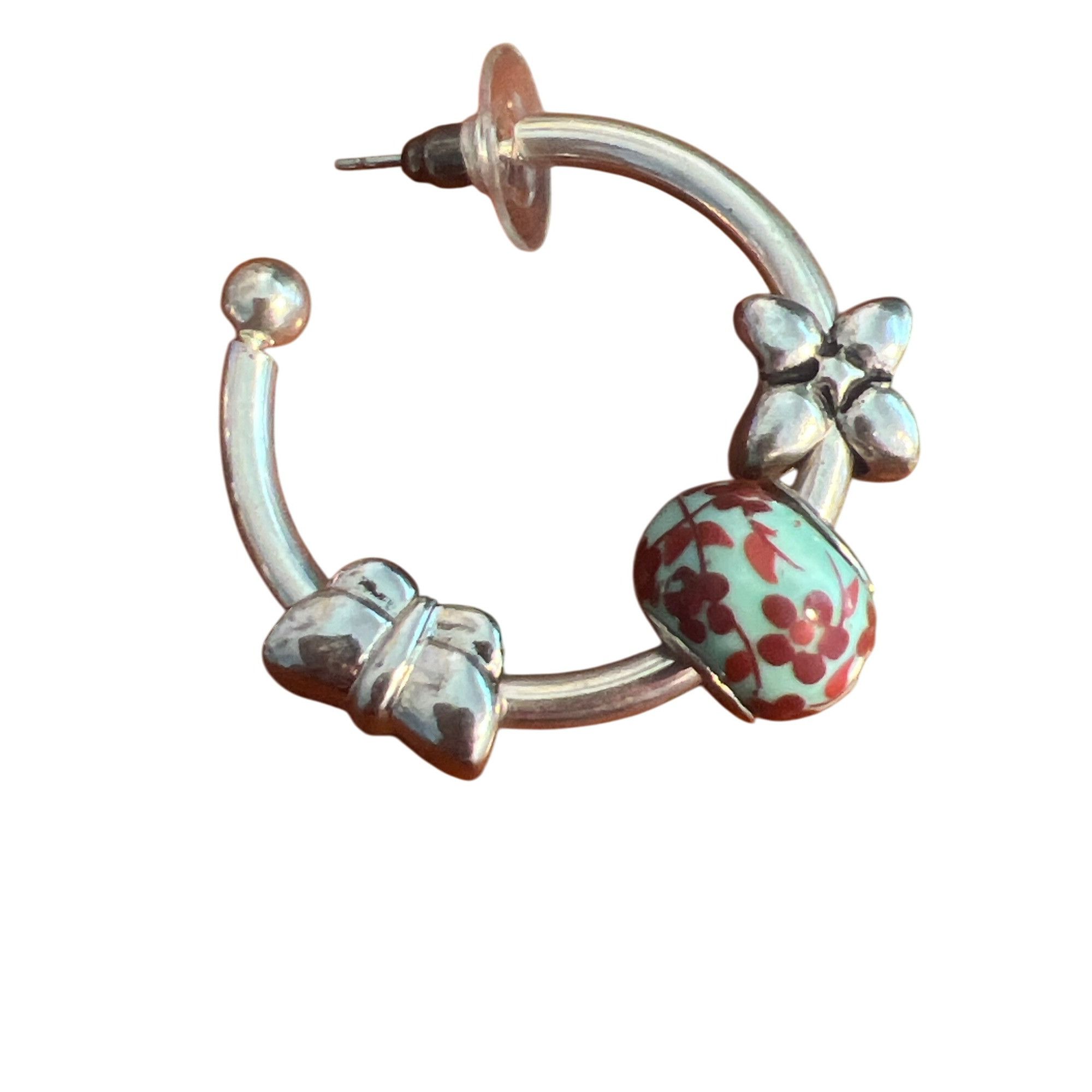 Other Silver Tone Hoop Earrings Add A Charm Floral Beads Butterfly Size ONE SIZE - 2 Thumbnail