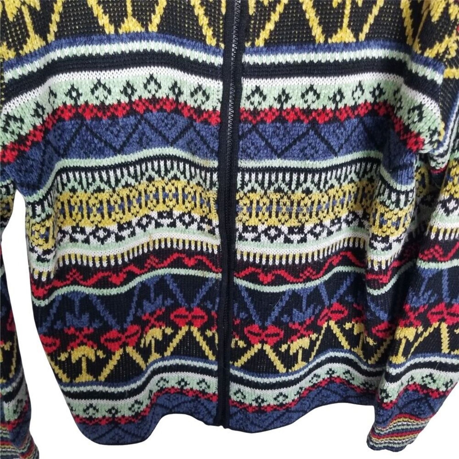 Vintage Vintage Emmegi Womens Fair Isle Wool Sweater Jacket Full Zip Size M / US 6-8 / IT 42-44 - 3 Thumbnail