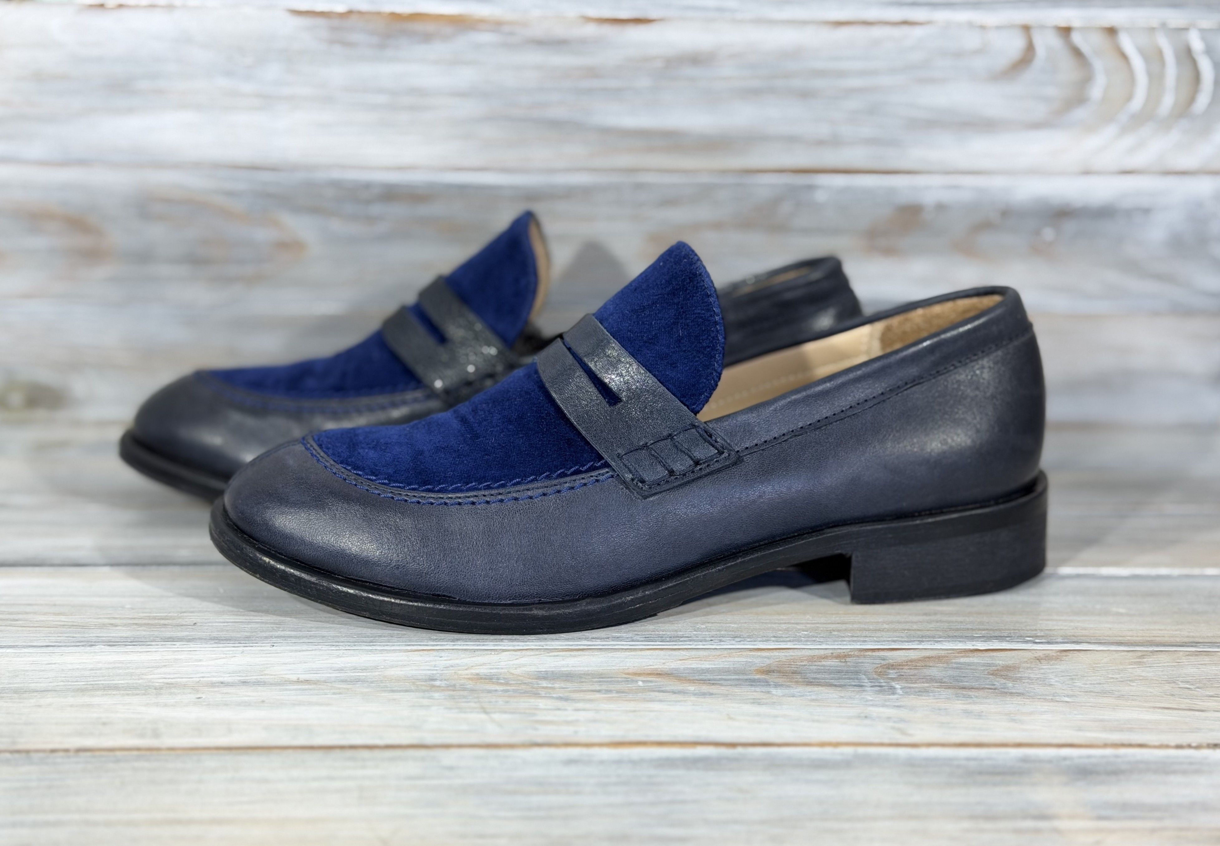 Other LUIS TRENKER Loafers Shoes Navy Made In Italy Luxury Brand Size US 8 / IT 38 - 5 Thumbnail