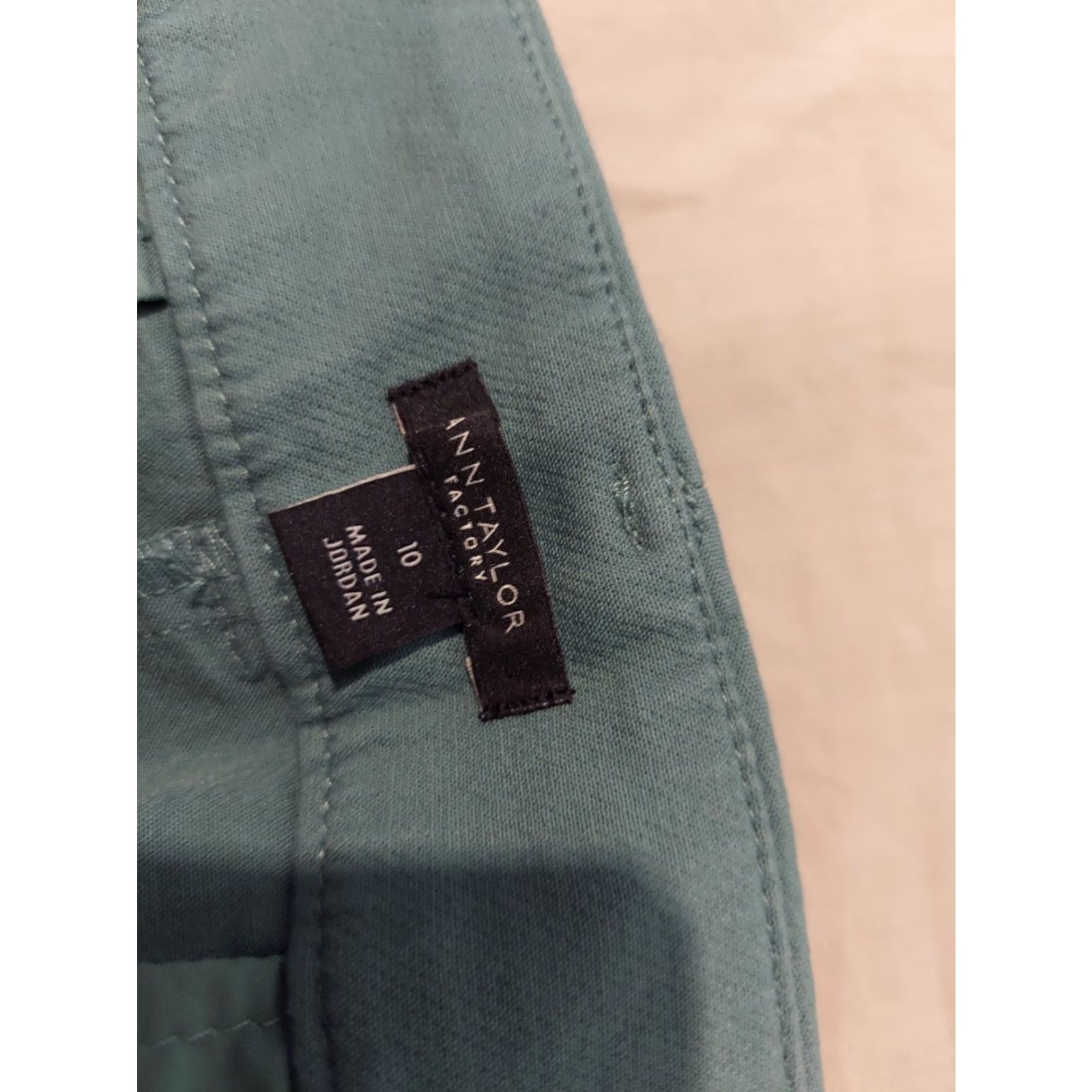 Ann Taylor Womens Ann Taylor Dress Pants 10 Green Slack Chino Khaki Trouser Cotton Size 32" / US 10 / IT 46 - 3 Thumbnail