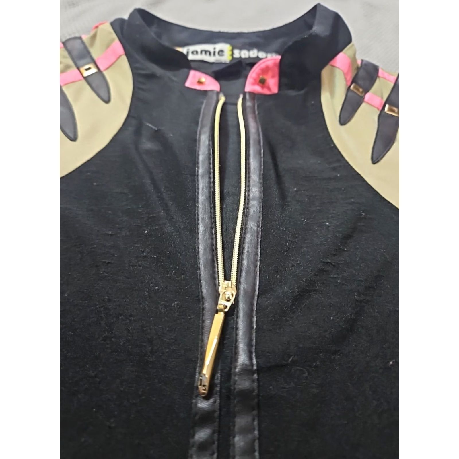 Vintage Jamie Sadock Shirt Womens Medium Black Zip Sleeveless Golf Preppy Stretch Top Size M / US 6-8 / IT 42-44 - 5 Thumbnail