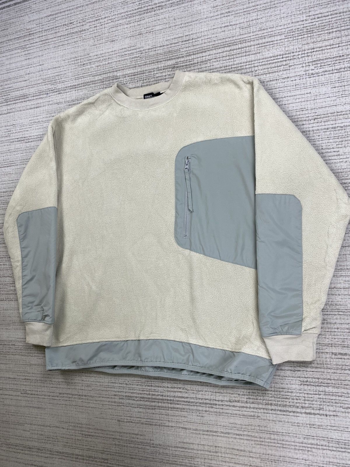 Japanese Brand × Vintage Vintage Craft Fleece Sweatshirt with Pale Gray Nylon Panels Size US L / EU 52-54 / 3 - 4 Thumbnail