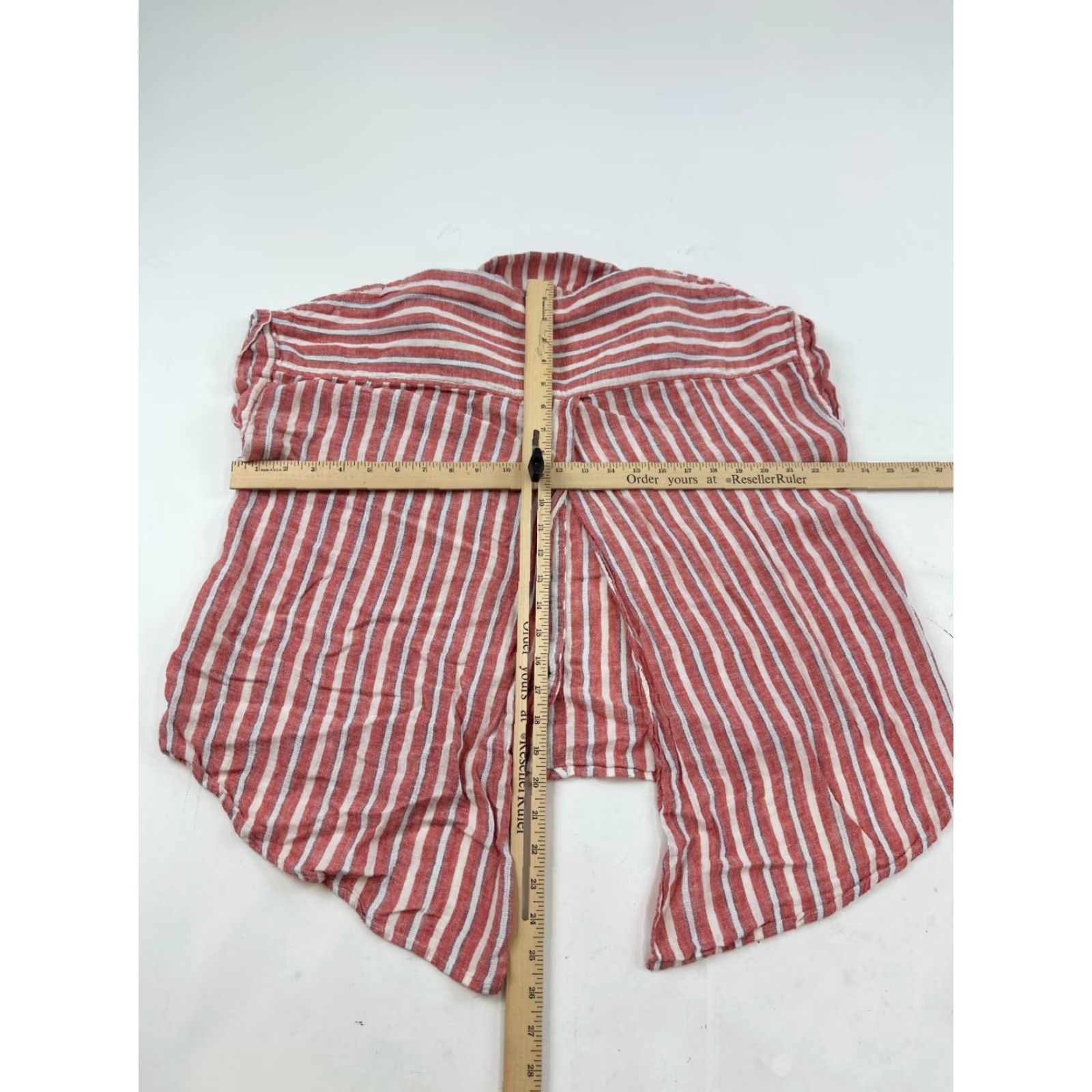 Lucky Brand Lucky Brand Shirt Women Large Red White Striped Sleeveless Open Back Button Up Size L / US 10 / IT 46 - 4 Thumbnail