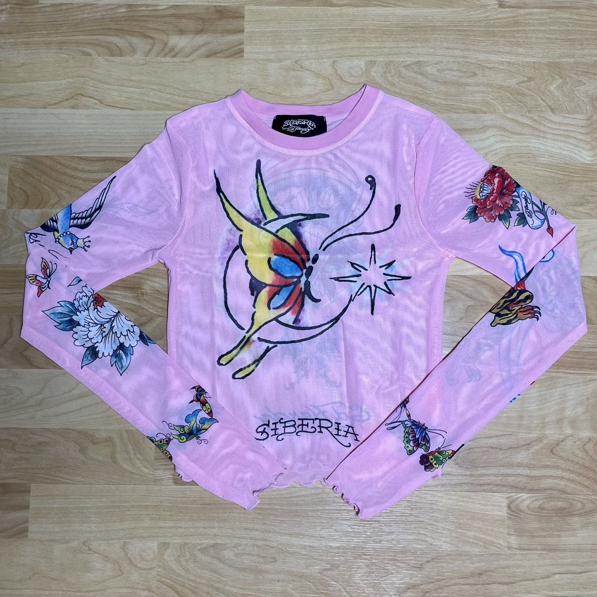 Ed Hardy × Siberia Hills Ed Hardy X Siberia Hills Women's Mesh Pink Shirt Top Size S / US 4 / IT 40 - 1 Thumbnail