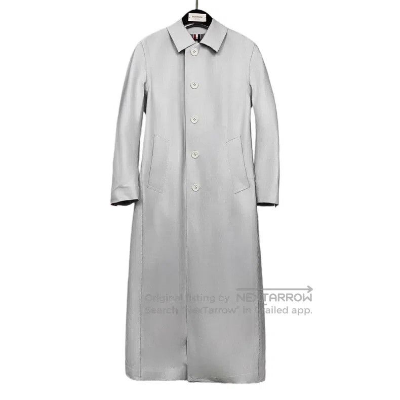 Thom Browne Thom Browne Gray and White Wool Lapel Single Breasted Long Size XS / US 0-2 / IT 36-38 - 1 Thumbnail