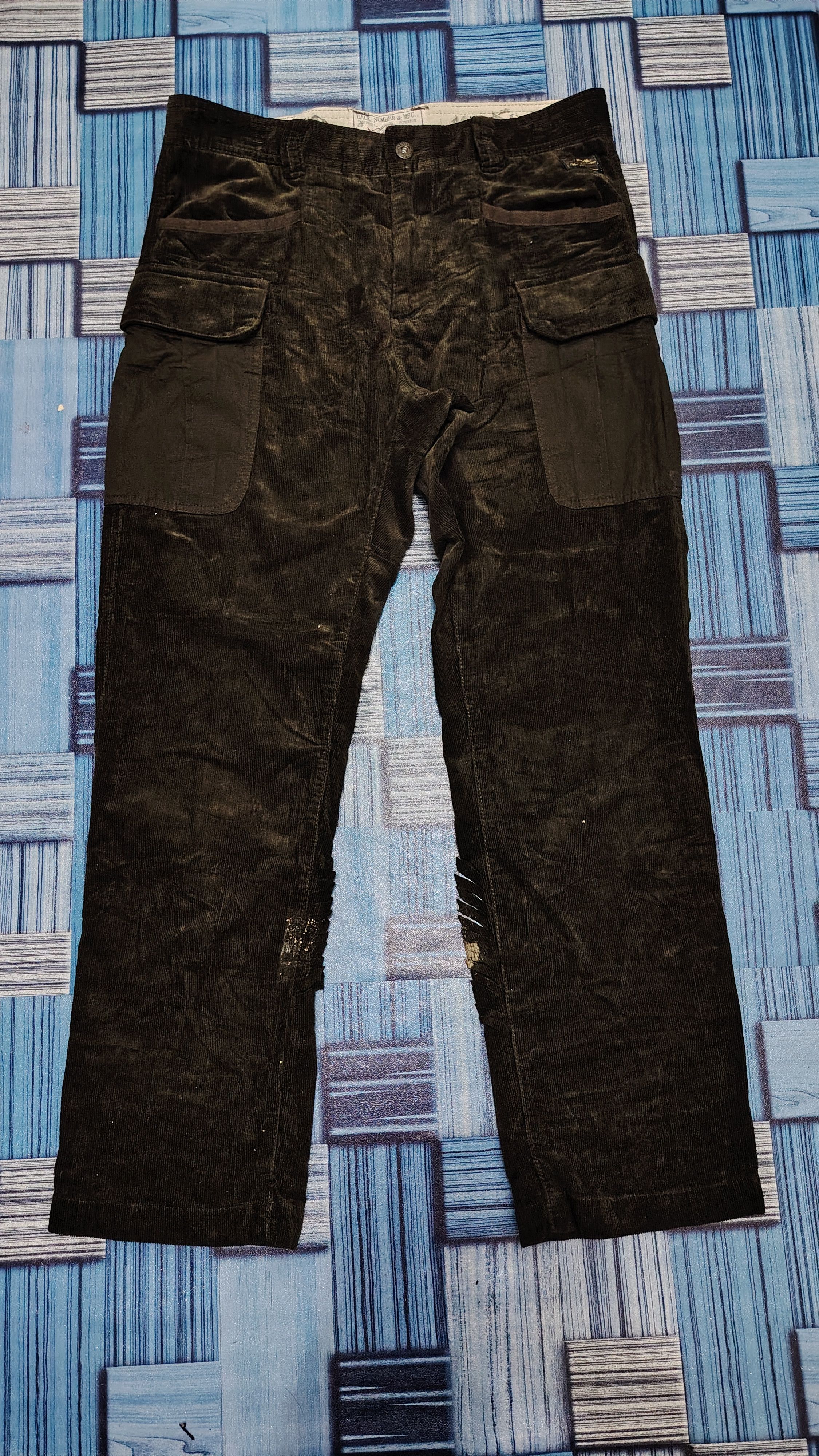 Japanese Brand Distressed corduroy back number & mfg cargo pants custom Size US 32 / EU 48 - 1 Thumbnail