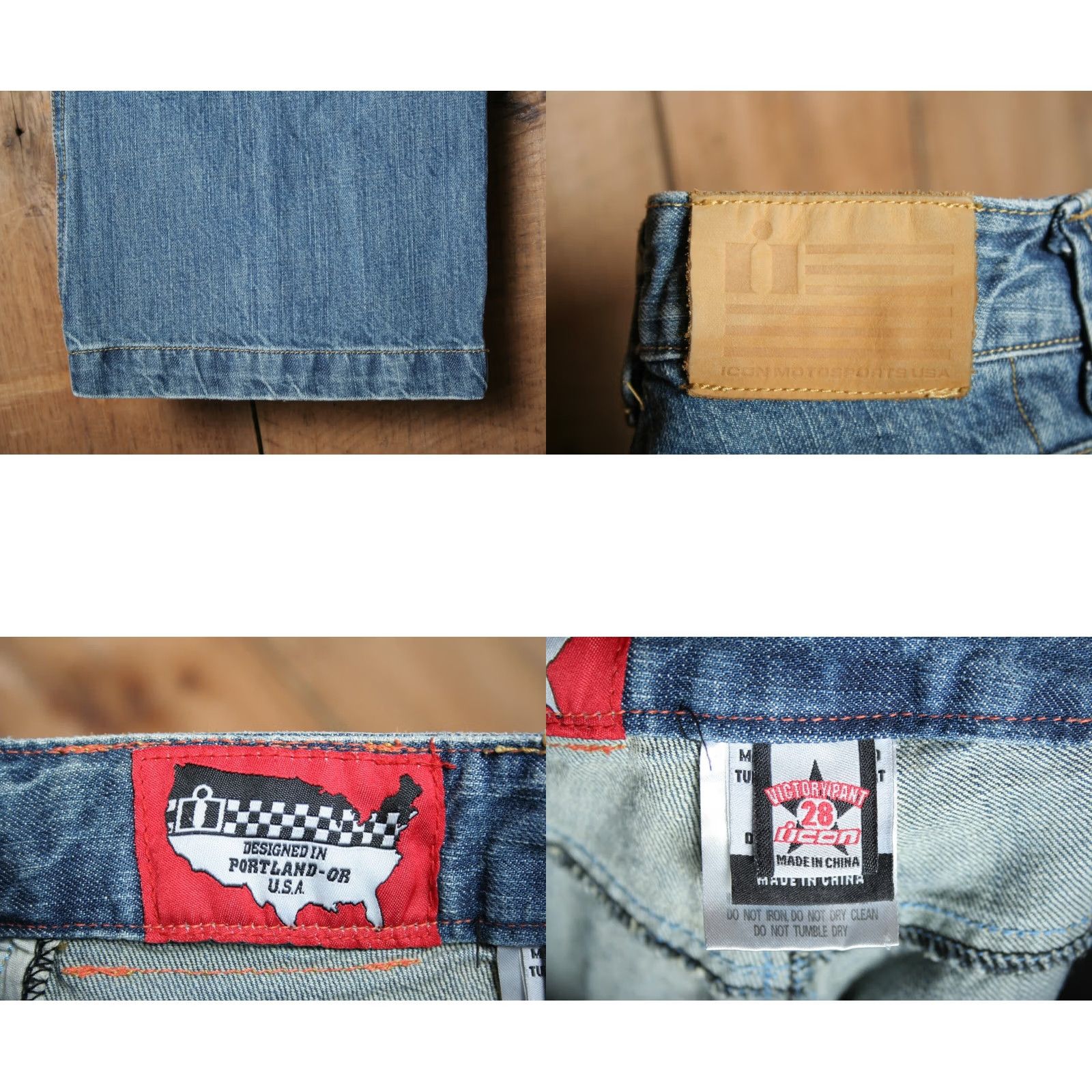 Denime ICON Victory Pant Jeans Blue Denim Button Fly Motorcycle Pant Sz 28 Mens Regular Jeans Size US 26 / EU 42 - 8 Thumbnail