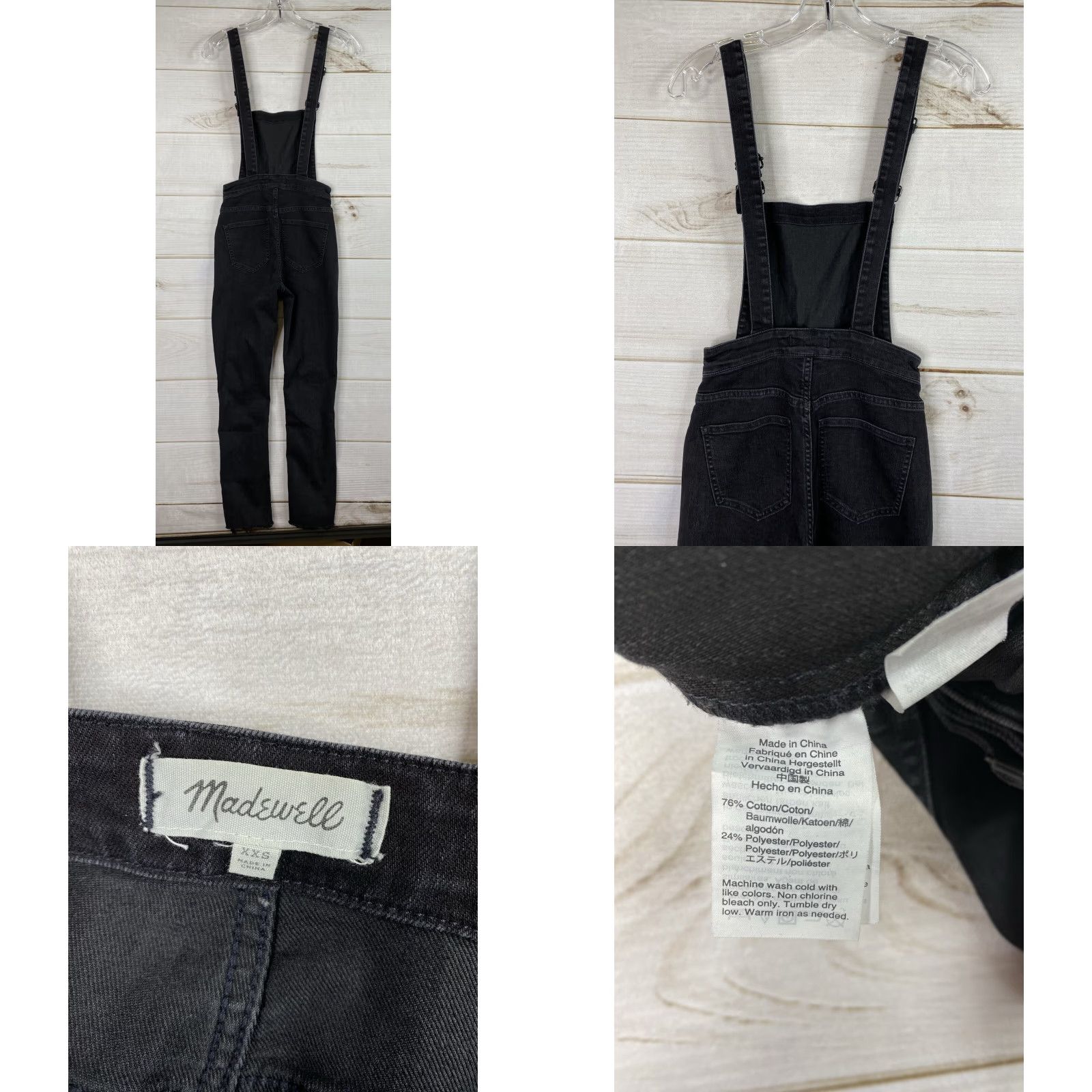 Madewell Madewell Overall Black XXS Denim Romper Jumpsuit Bodysuit Skinny Leg Side Zip Boho Stretch Pockets Casual Women’s Size 24" / US 00 / IT 34 - 8 Thumbnail