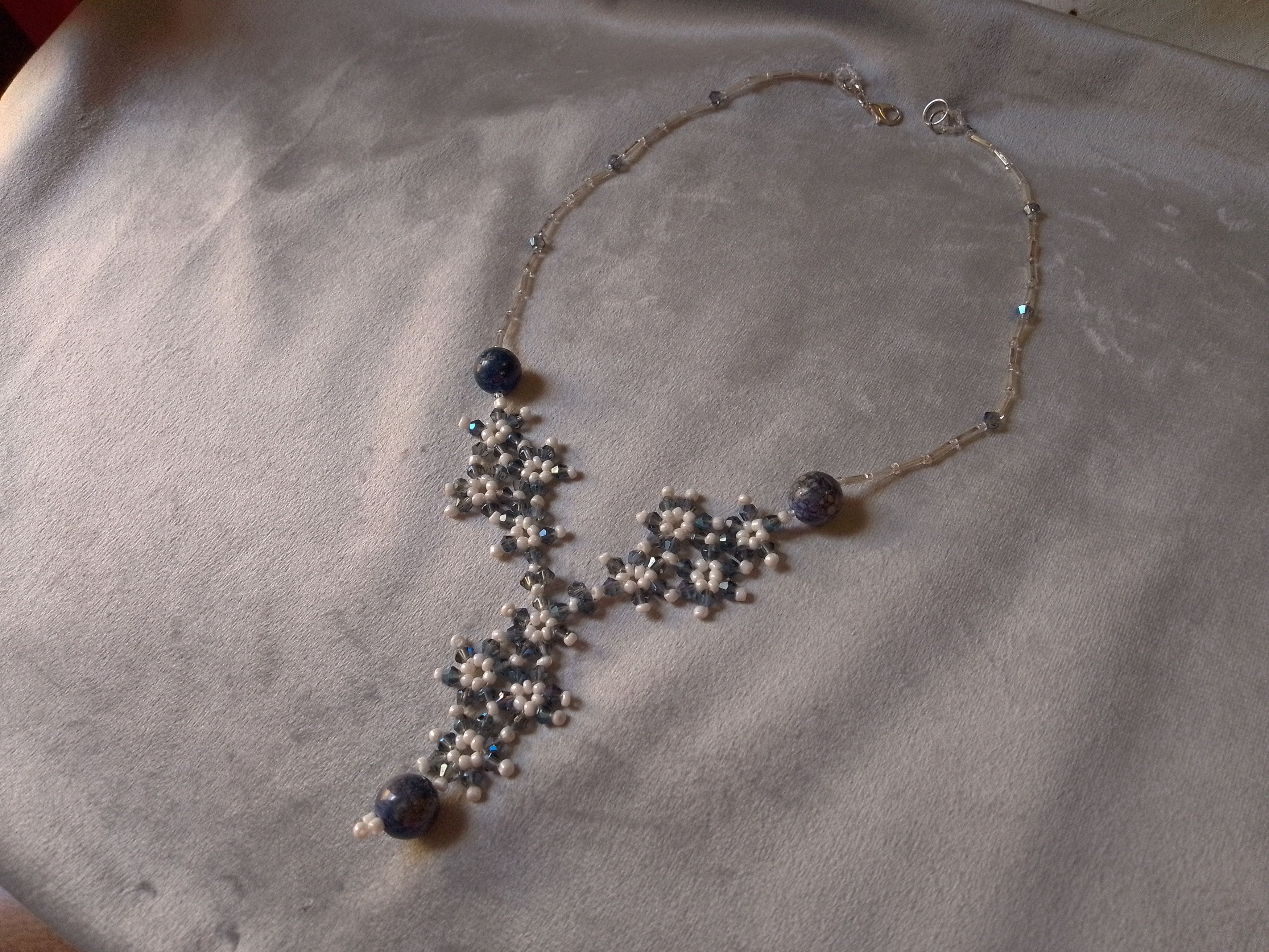 Handmade Necklace in grey/blue Crystal Lapis lazuli gemstones Size ONE SIZE - 2 Thumbnail