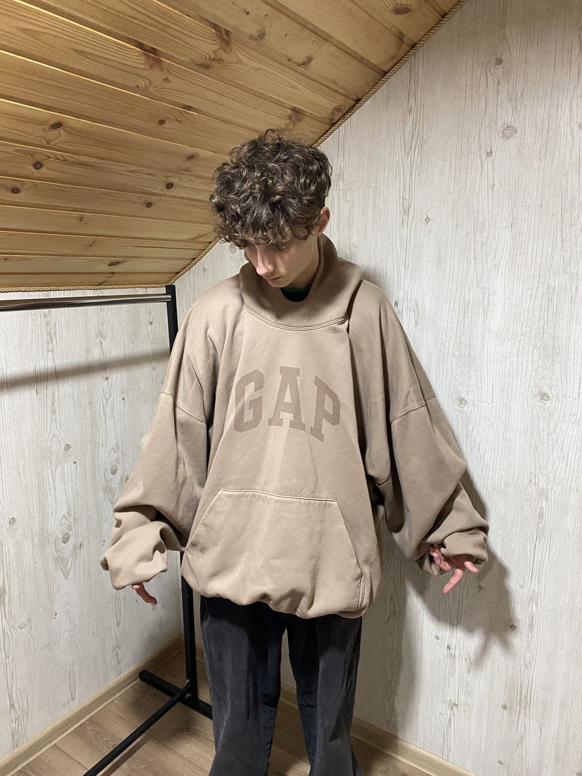 image of Beige Yeezy Yzy Gap Balenciaga Kanye Dove Hoodie, Men's (Size 2XL)