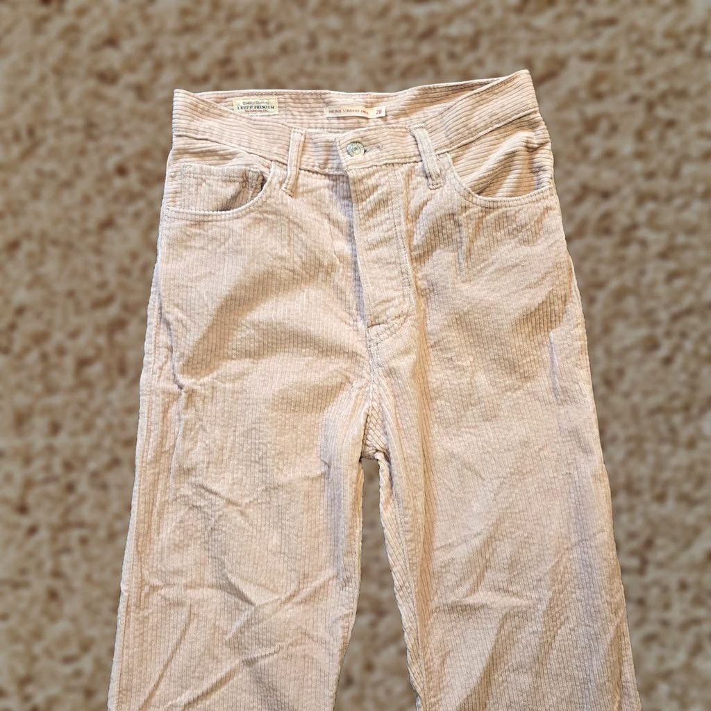 Levi's Levi's Pants Womens 28 Beige Wide Wale Ribcage Straight Ankle Buttonfly Casual 90s Style Regular Fit Cotton Corduroy Shoes Not Included Size 28" / US 6 / IT 42 - 1 Thumbnail