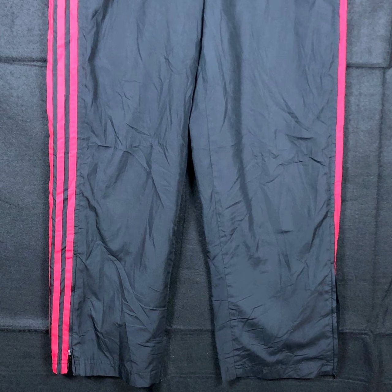 Adidas Adidas Mens Pants Black Red Rain Track Y2K Ankle Zip Drawstring Relaxed Small Size US 29 - 3 Thumbnail