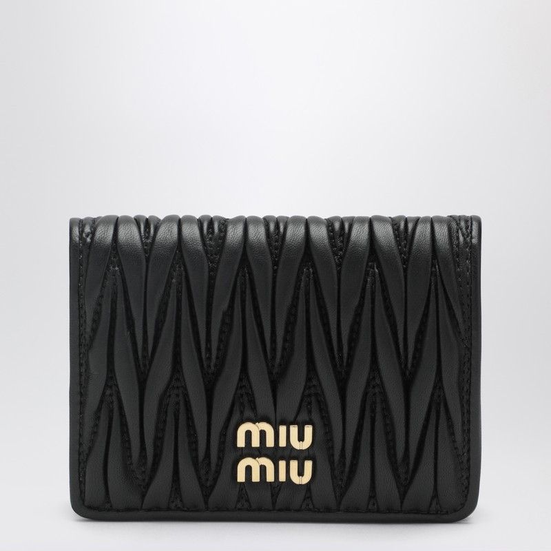 Miu Miu Miu Miu Compact Wallet In Black Quilted Nappa Size ONE SIZE - 1 Thumbnail