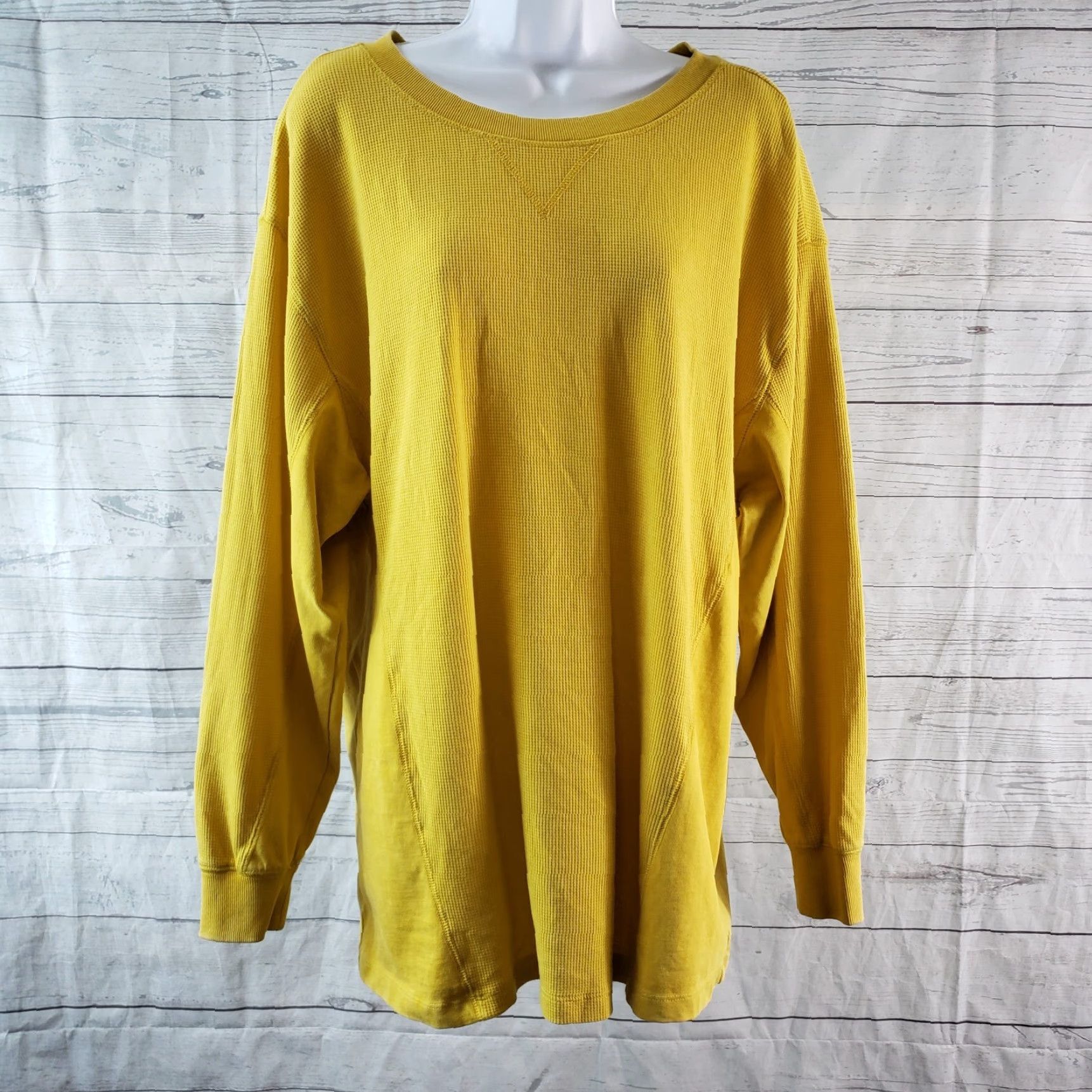 Vintage Wild Fable Womens Thermal Top L Mustard Yellow Long Sleeve Cotton Blend Shirt Womens L Yellow Thermal Size L / US 10 / IT 46 - 2 Thumbnail