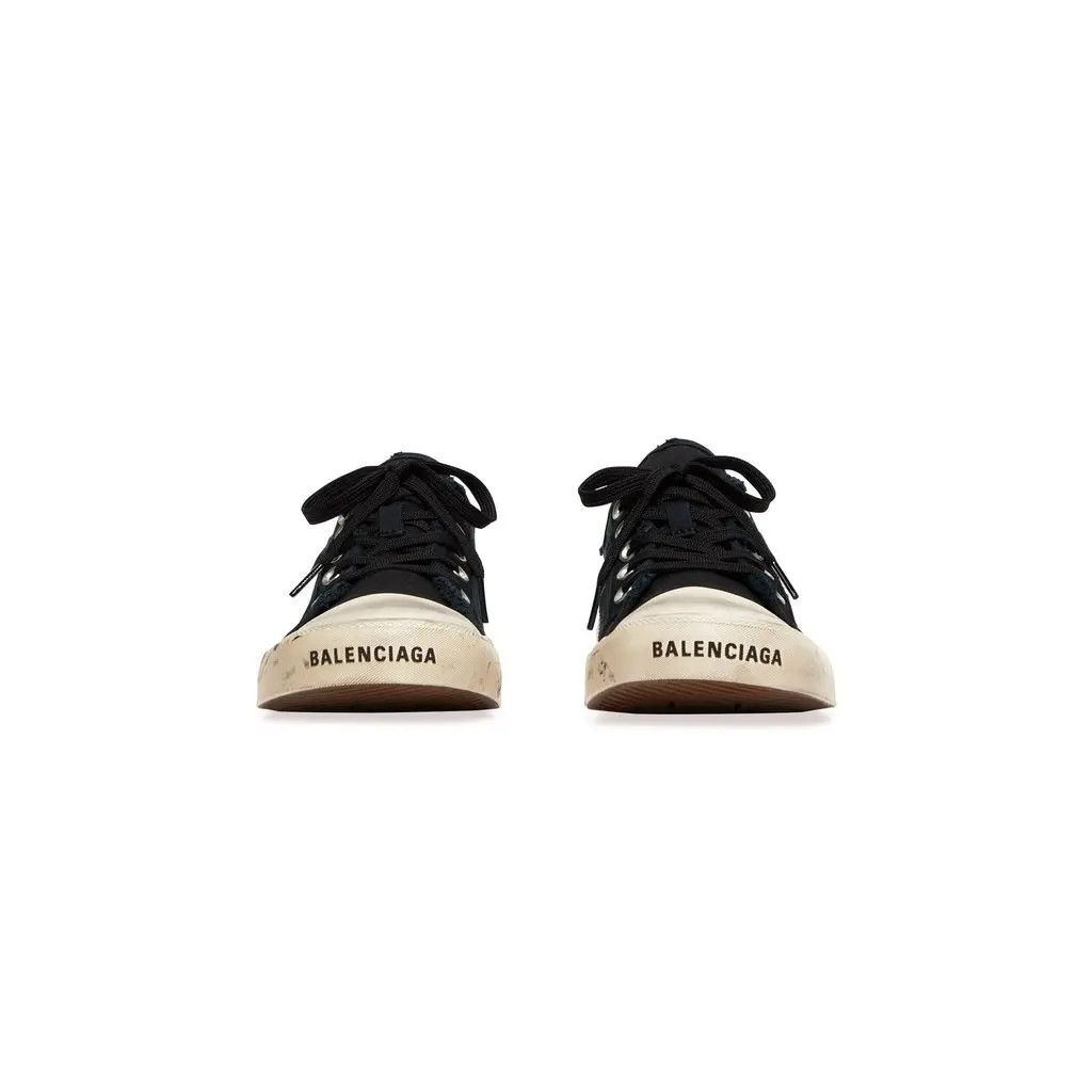Balenciaga o1srvl11e0325 Paris Low Top Sneakers in Black/Sea Salt Size US 11 / IT 41 - 3 Thumbnail
