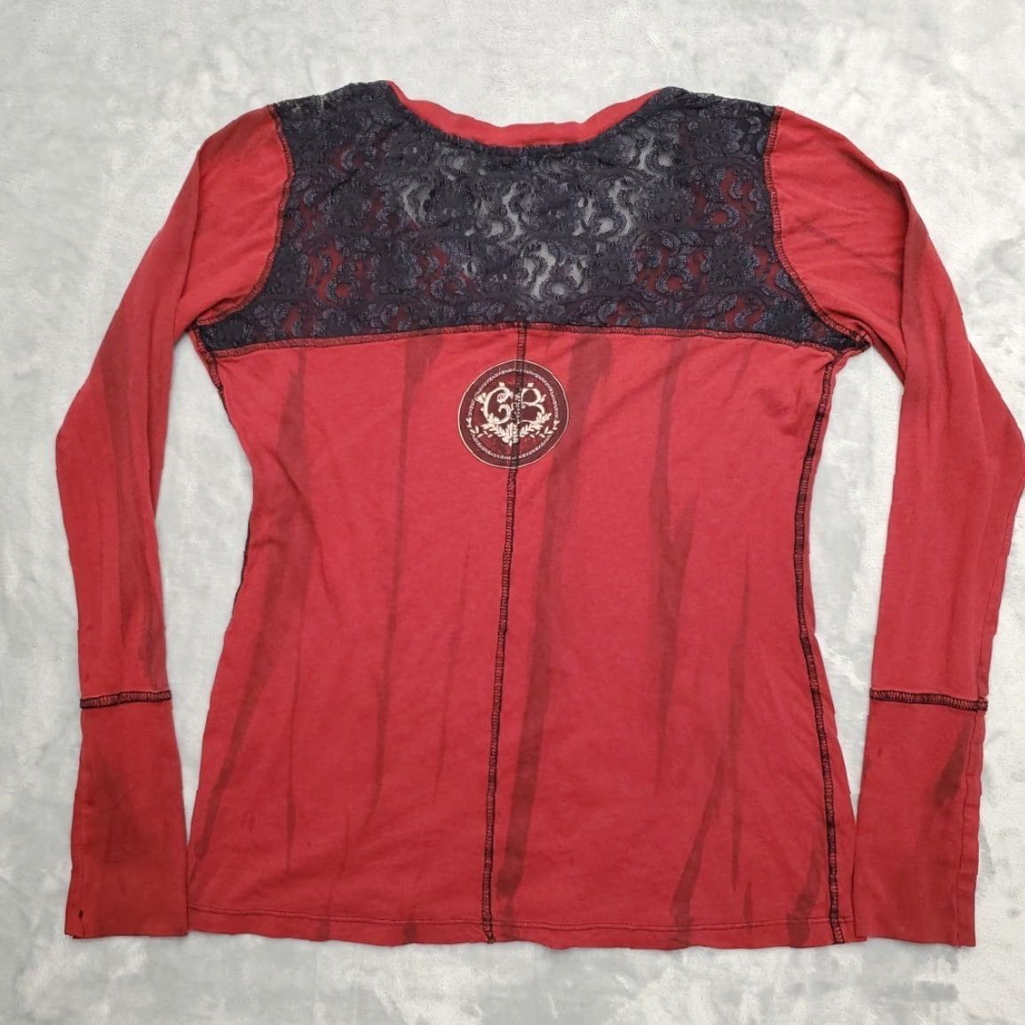 Etro VINTAGE Crash And Burn Shirt Womens L Red Lace Gothic Y2K Retro Grunge TEE Womens Size L / US 10 / IT 46 - 6 Thumbnail