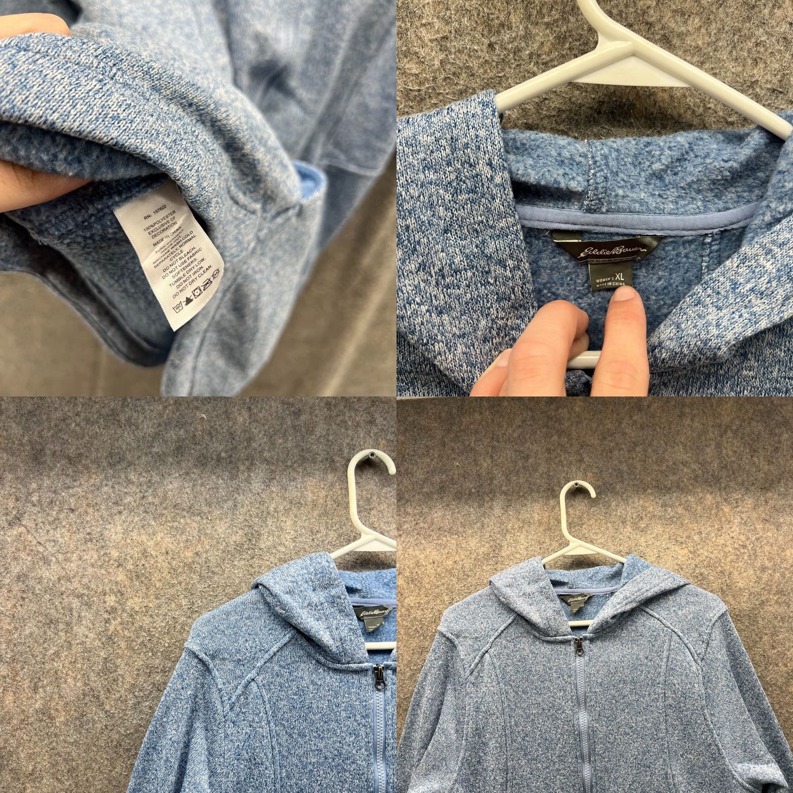 Eddie Bauer VINTAGE Eddie Bauer Hoodie Womens XL Blue Vtg Jacket Women Heather Full Zip Fleece Melange Size XL / US 12-14 / IT 48-50 - 8 Thumbnail