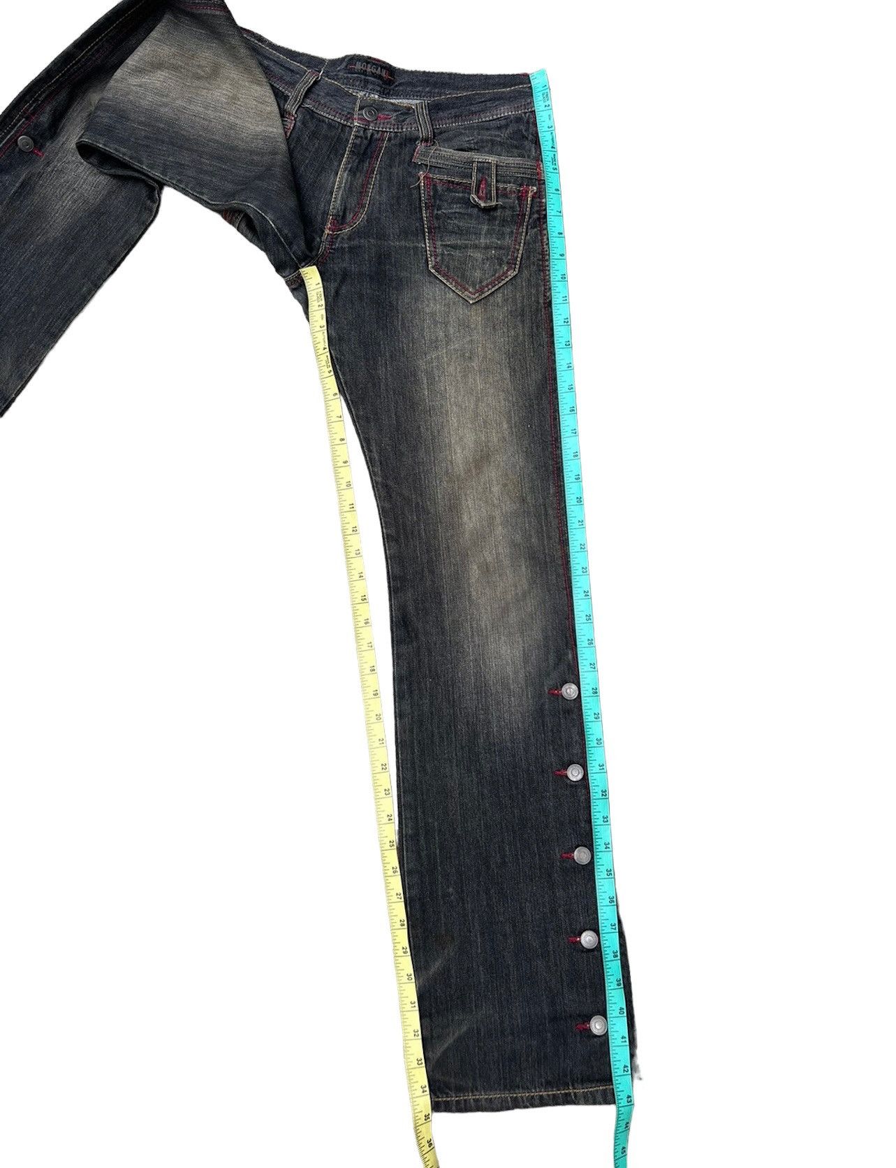 Morgan Homme × Vintage Vintage Morgan Homme Dirty Mud Fade Black Denim Flare Jeans Size US 32 / EU 48 - 5 Thumbnail