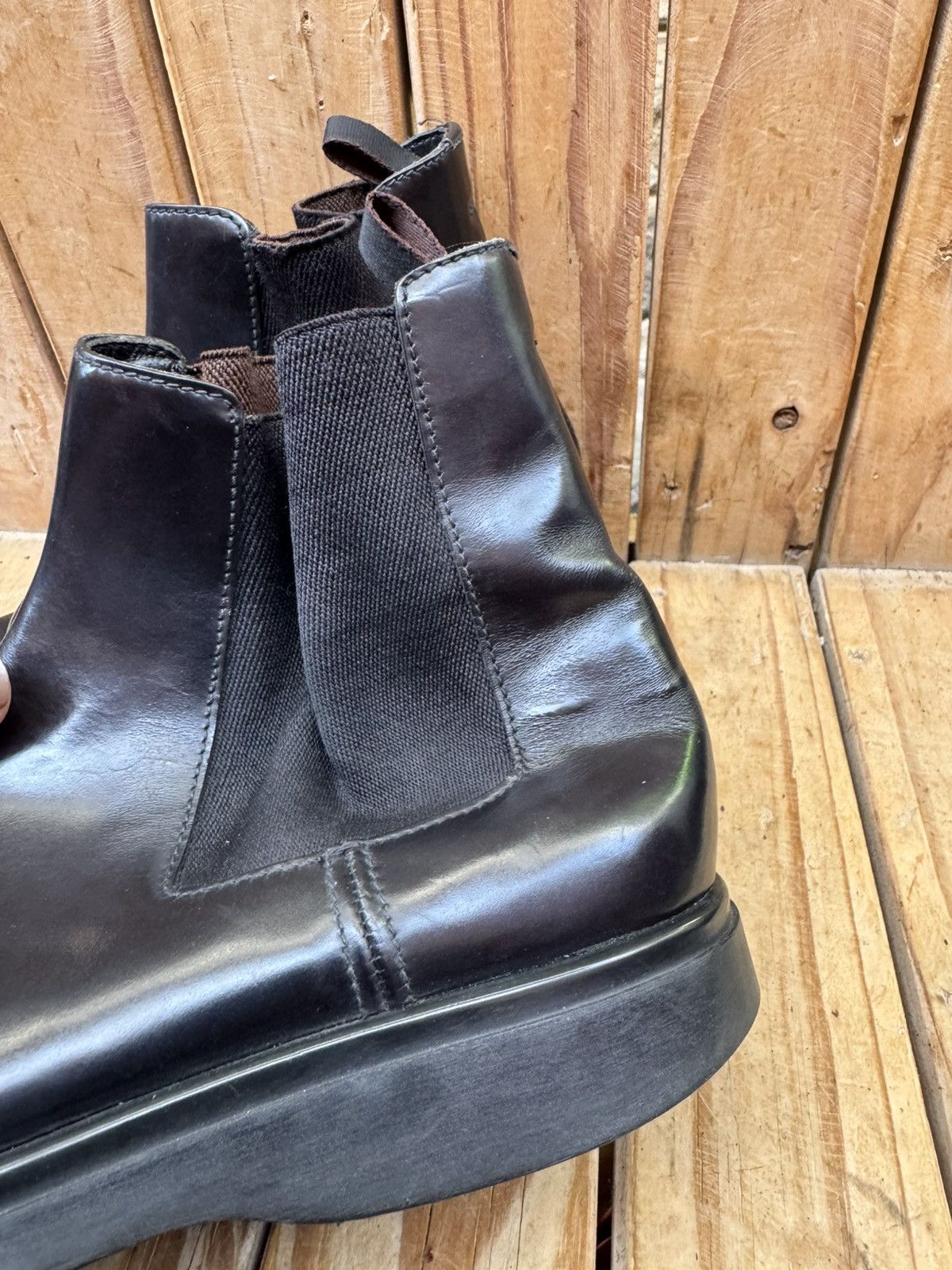Prada Prada Men’s shinny patent black leather boots Sz USA 9 UK 8 Size US 9 / EU 42 - 20 Thumbnail