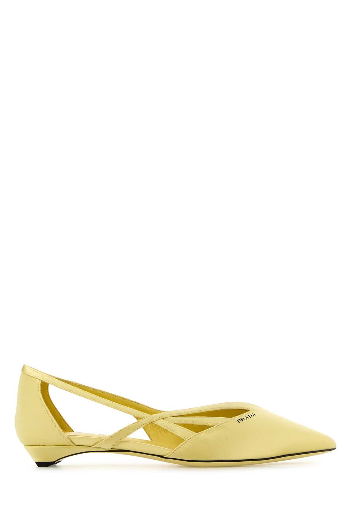 Prada Pastel Yellow Satin Ballerinas Size US 10 / IT 40 - 1 Thumbnail