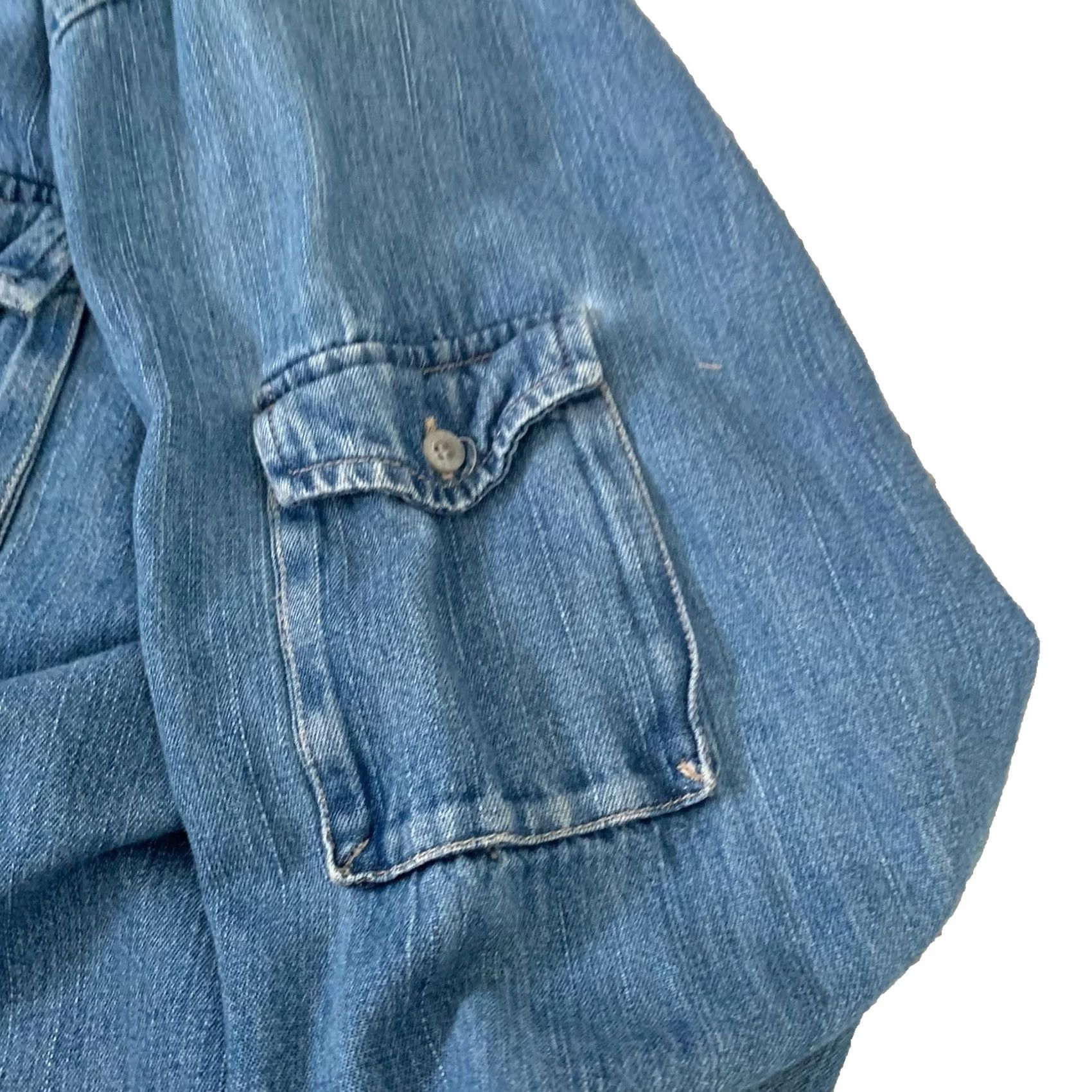 Faded Glory Faded Glory Denim Shirt Mens Medium Blue Button-Up Work Cotton Pockets Size US M / EU 48-50 / 2 - 2 Thumbnail