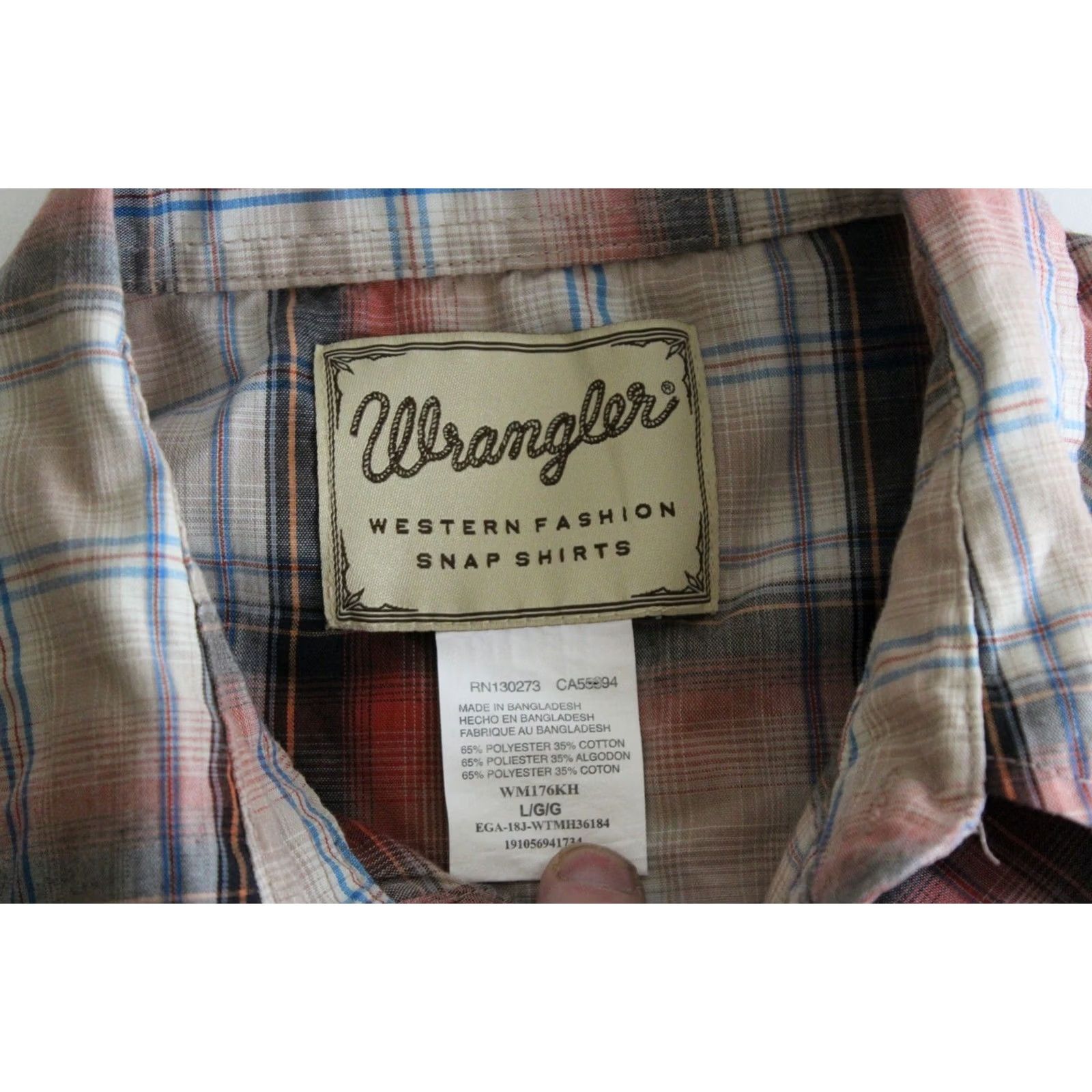Wrangler Wrangler Western Pearl Snap SHIRT Large L Multicolor Long Sleeve Mens Dress Shirt Size US L / EU 52-54 / 3 - 4 Thumbnail
