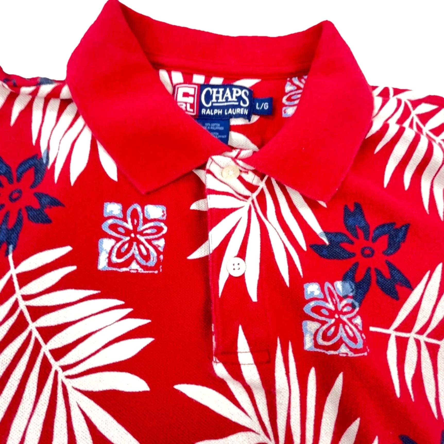 Chaps VINTAGE Chaps Ralph Lauren Polo Shirt Men Large Red Hawaiian Floral Rugby Y2K Shirt Mens Size US L / EU 52-54 / 3 - 3 Thumbnail