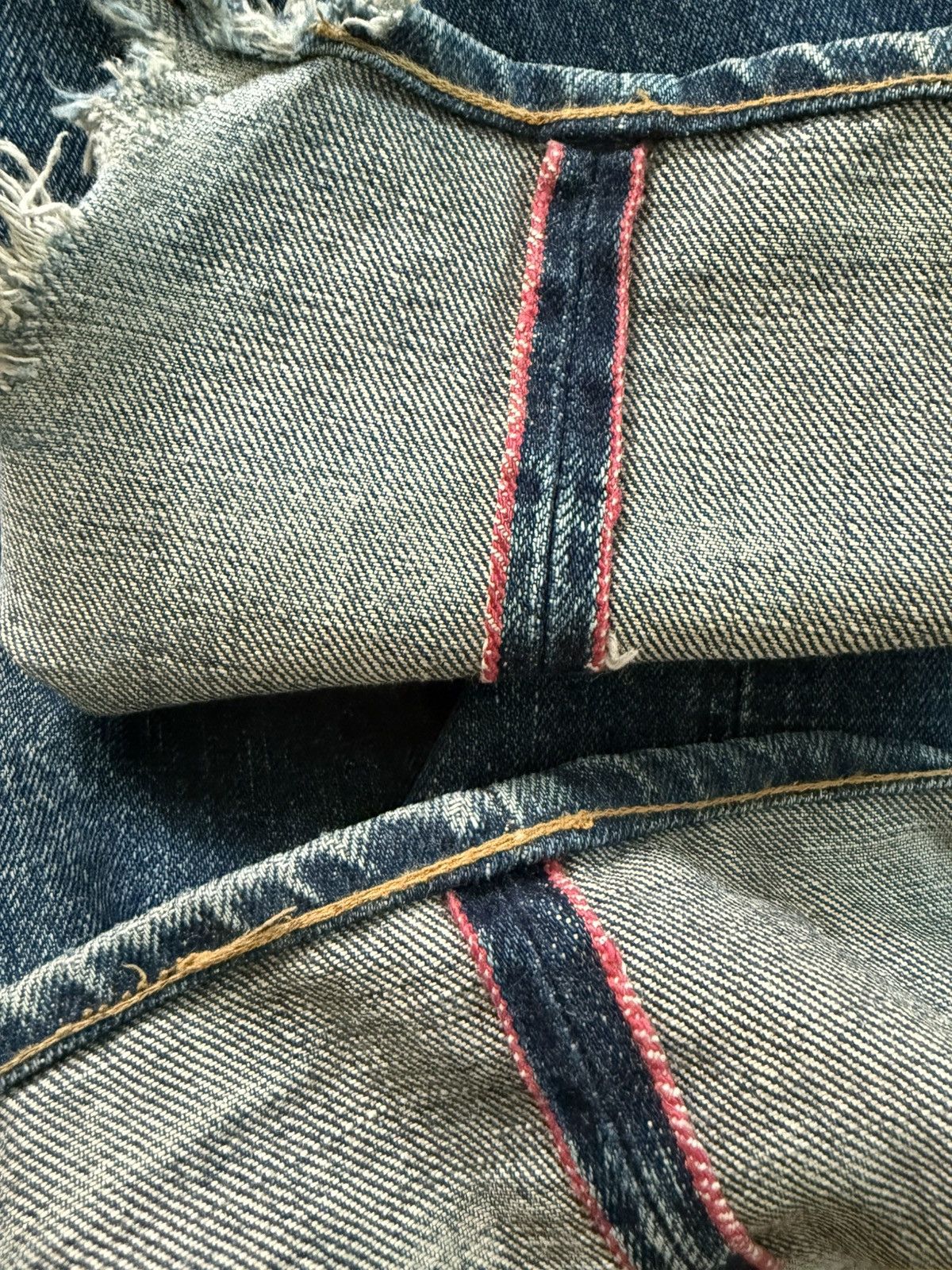 HOLLYWOOD RANCH MARKET Japan Brand HRM Distress Denim Blue-Blue Japan Design Size US 34 / EU 50 - 12 Thumbnail
