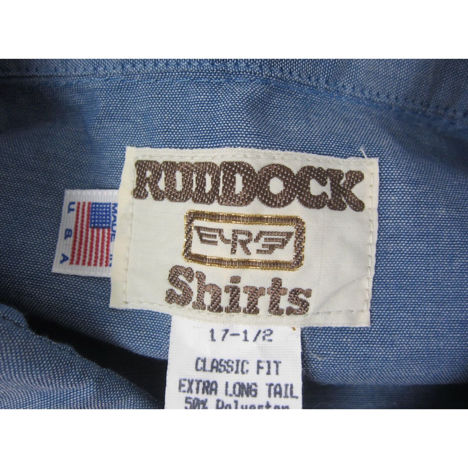 Vintage Ruddock Shirt Mens 17 Blue Chambray Western Made in USA Long Tail Snap Shirt} Size US XL / EU 56 / 4 - 3 Thumbnail