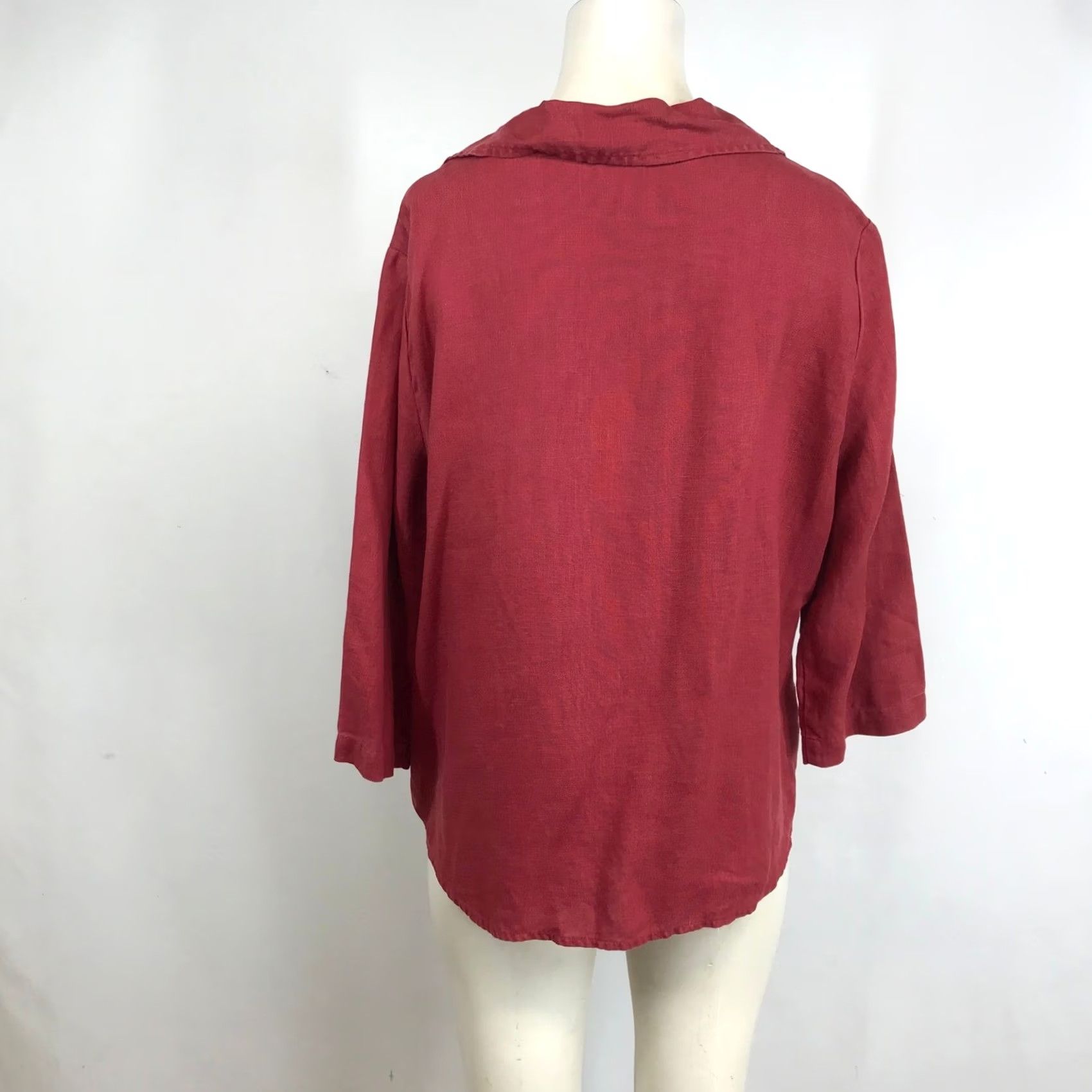 Vintage HOT COTTON Tunic Top 3/4 Sleeve Red Linen Womens M Size M / US 6-8 / IT 42-44 - 5 Thumbnail
