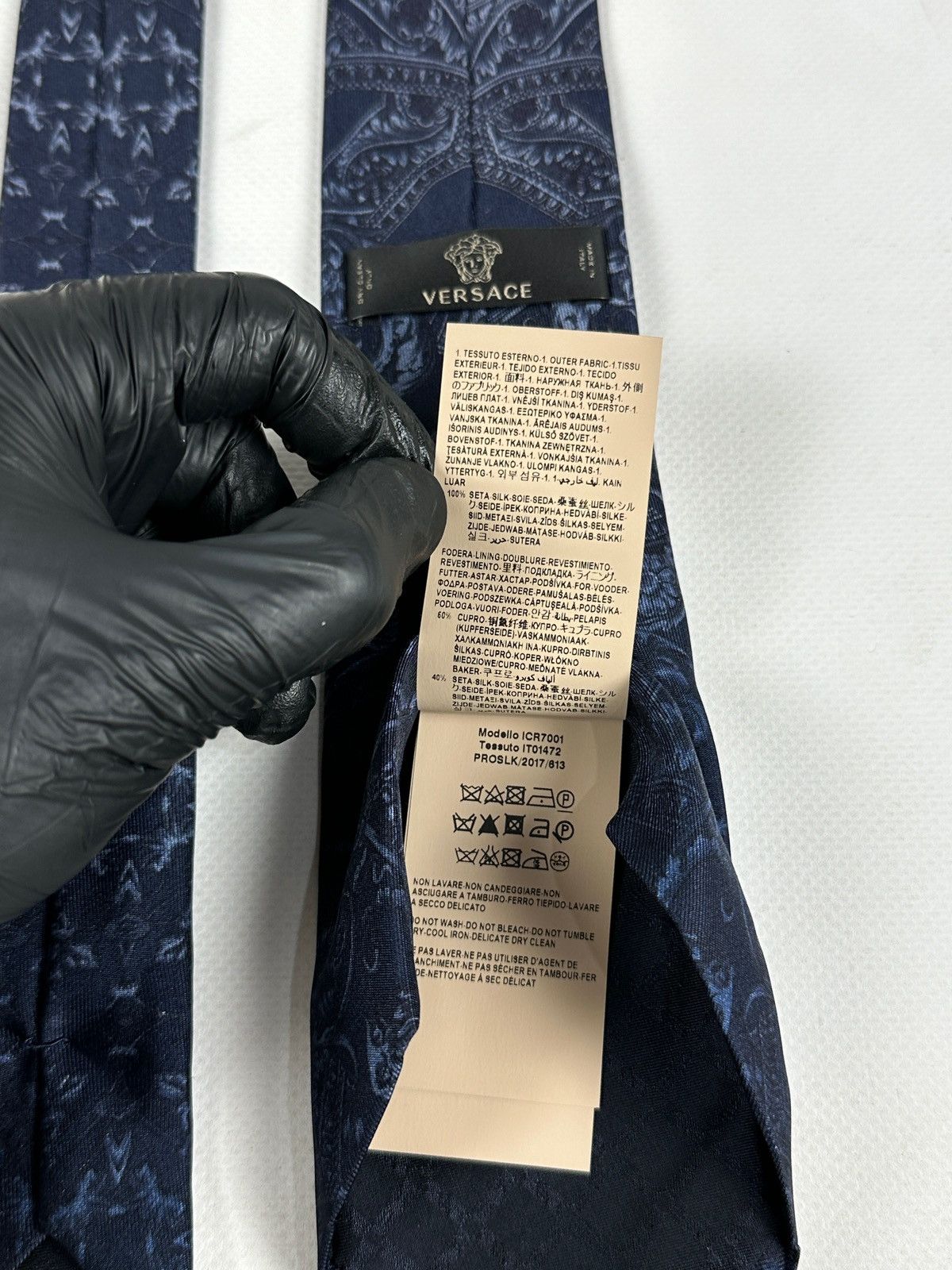 Versace Medusa Head Silk Navy Blue Tie
