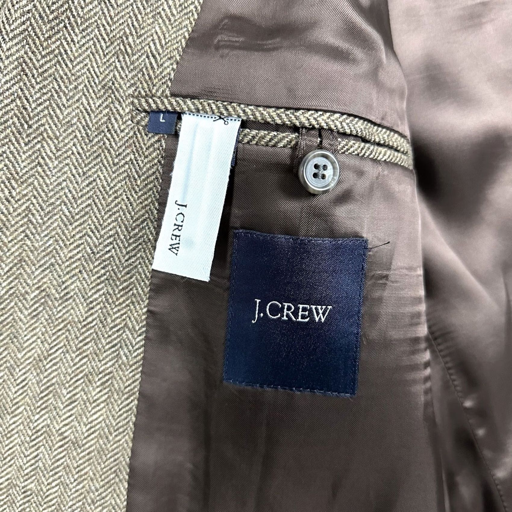 J.Crew J.CREW Sport Coat Mens Large Brown Tweed Herringbone Wool Jacket Notch Lapel Two-Button 46 Chest Regular Fit Winter 90s(unspecified) Size US L / EU 52-54 / 3 - 5 Thumbnail