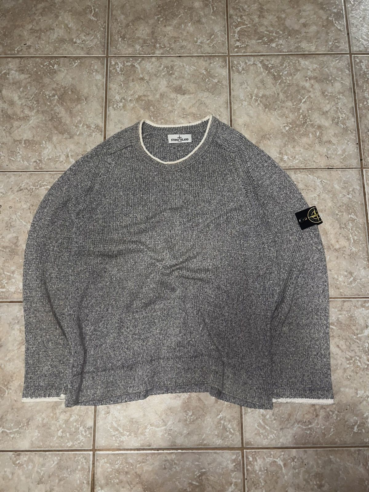 Stone Island Stone Island Grey Knit Sweater XL Compass Patch Size US XL / EU 56 / 4 - 1 Thumbnail