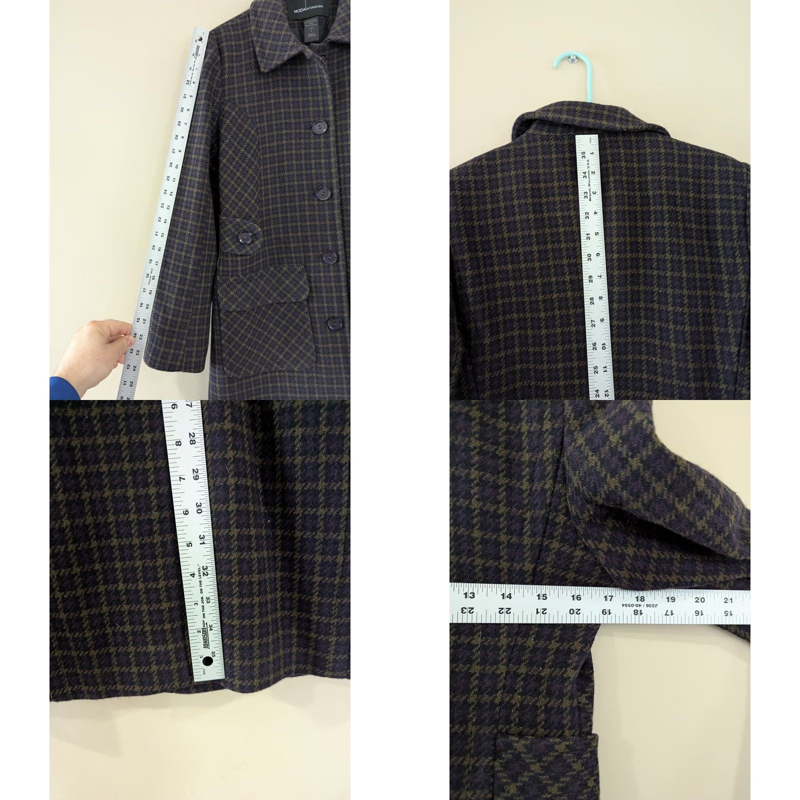 Vintage VINTAGE Moda International Pea Coat Wool Blend Jacket Plaid Women's Size 6 Black Wool Lining Pockets Collared Long Coat Button Regular Women Size M / US 6-8 / IT 42-44 - 8 Thumbnail