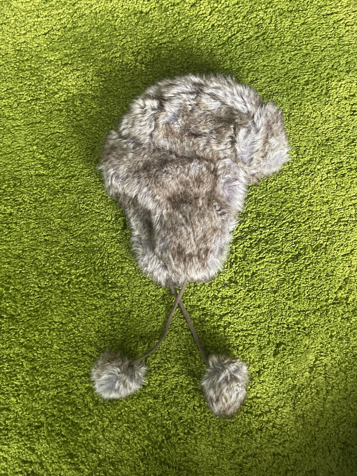 Designer Y2K fuzzy faux fur Ushanka trapper / checker hat Japanese Size 32 - 3 Thumbnail