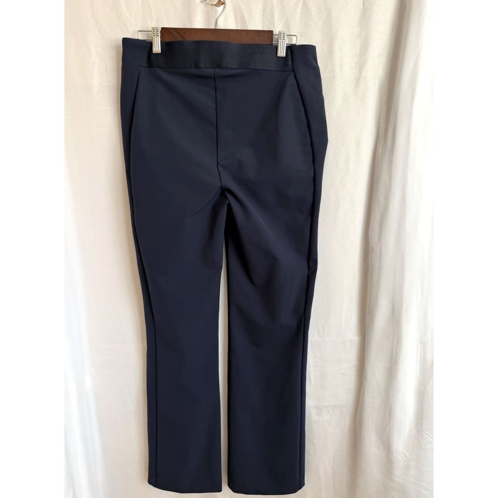 Vintage Chico's Women's Dress Pants Navy Blue Workwear Size 10 Reg Slimming Pockets Stretch Flat Front Size 32" / US 10 / IT 46 - 2 Thumbnail